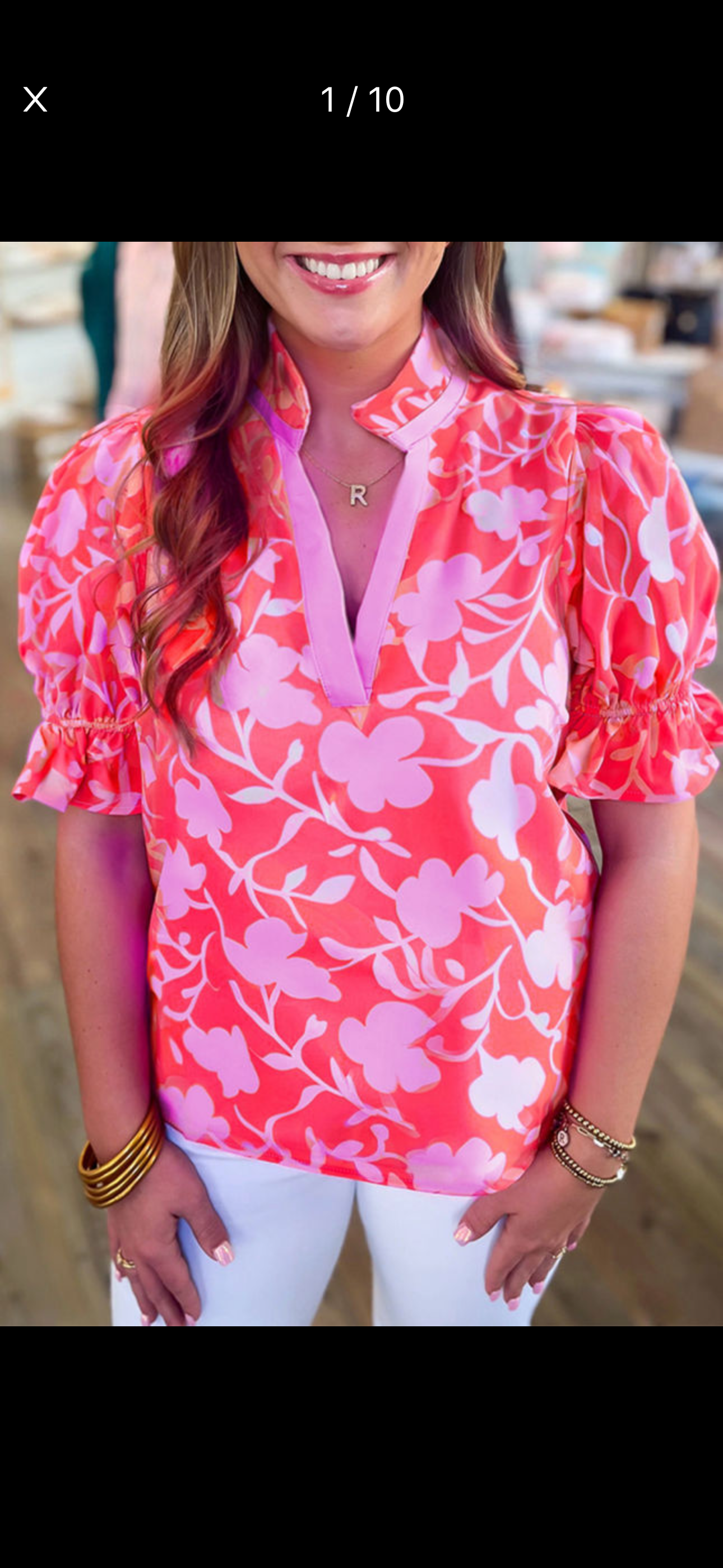 floral, short sleeve blouse