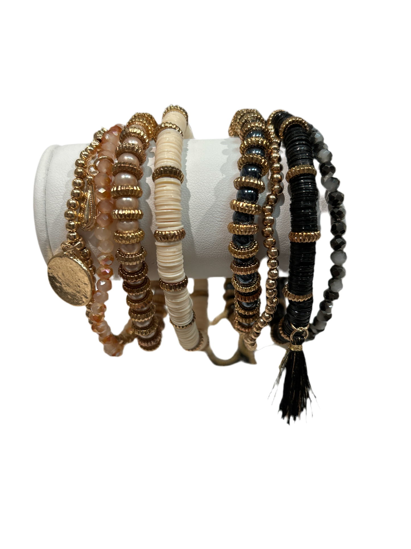 Rhinestone beads and coils bracelet set