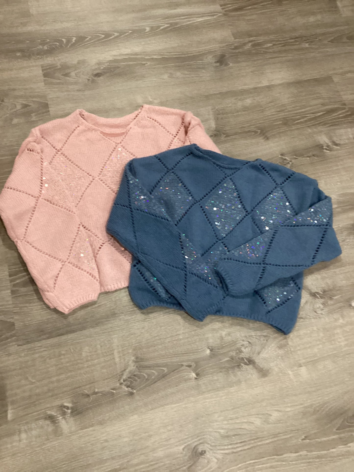 Triangle knit sequin sweater