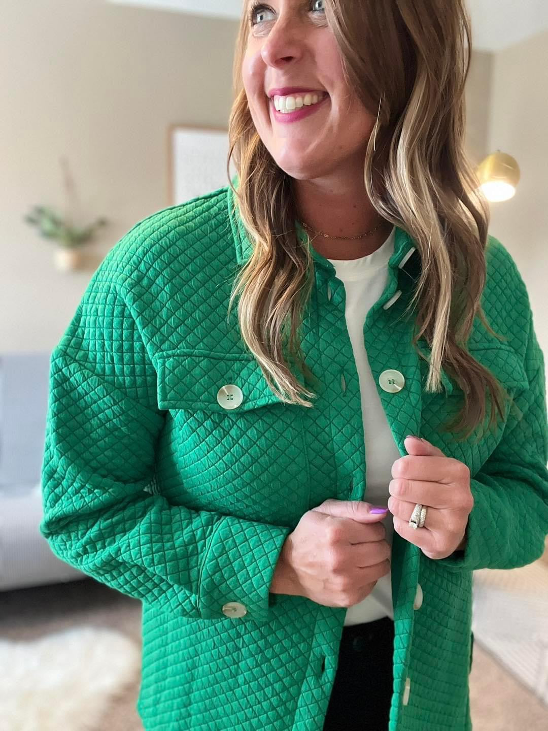 Button down quilted Shacket