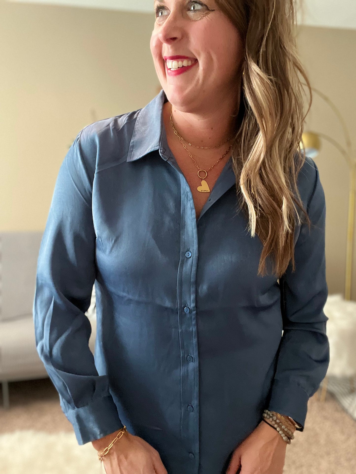 Button front woven blouse liverpool