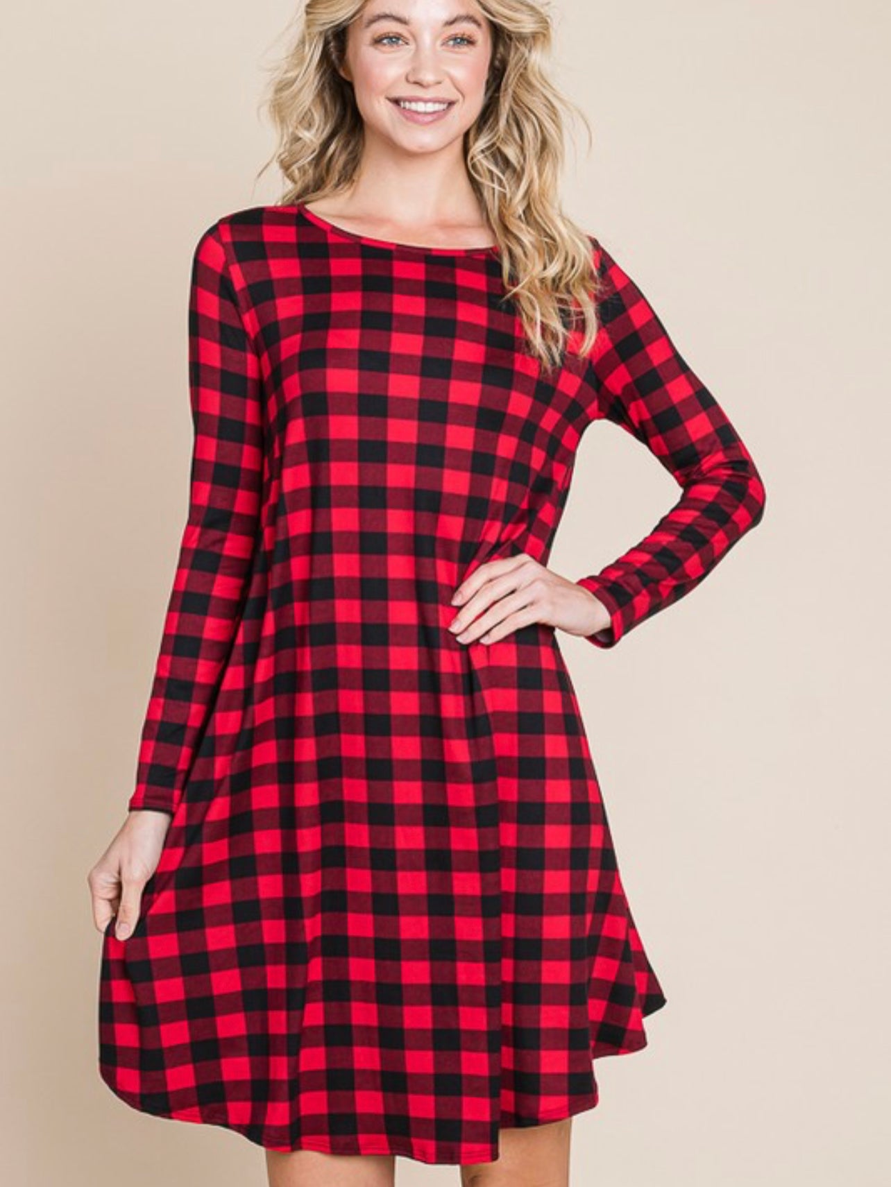 Casual plaid swing dress