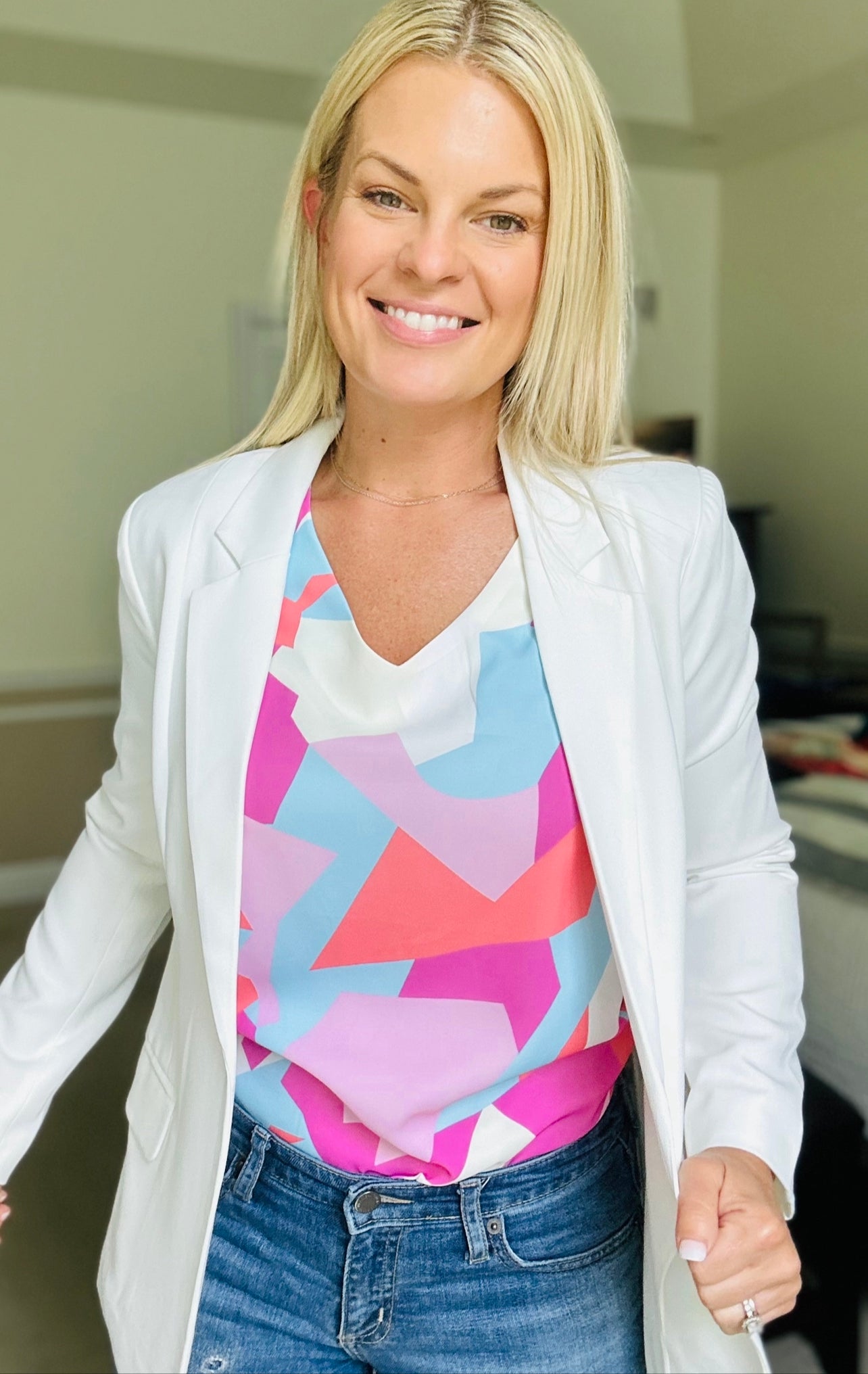Geometric v neck