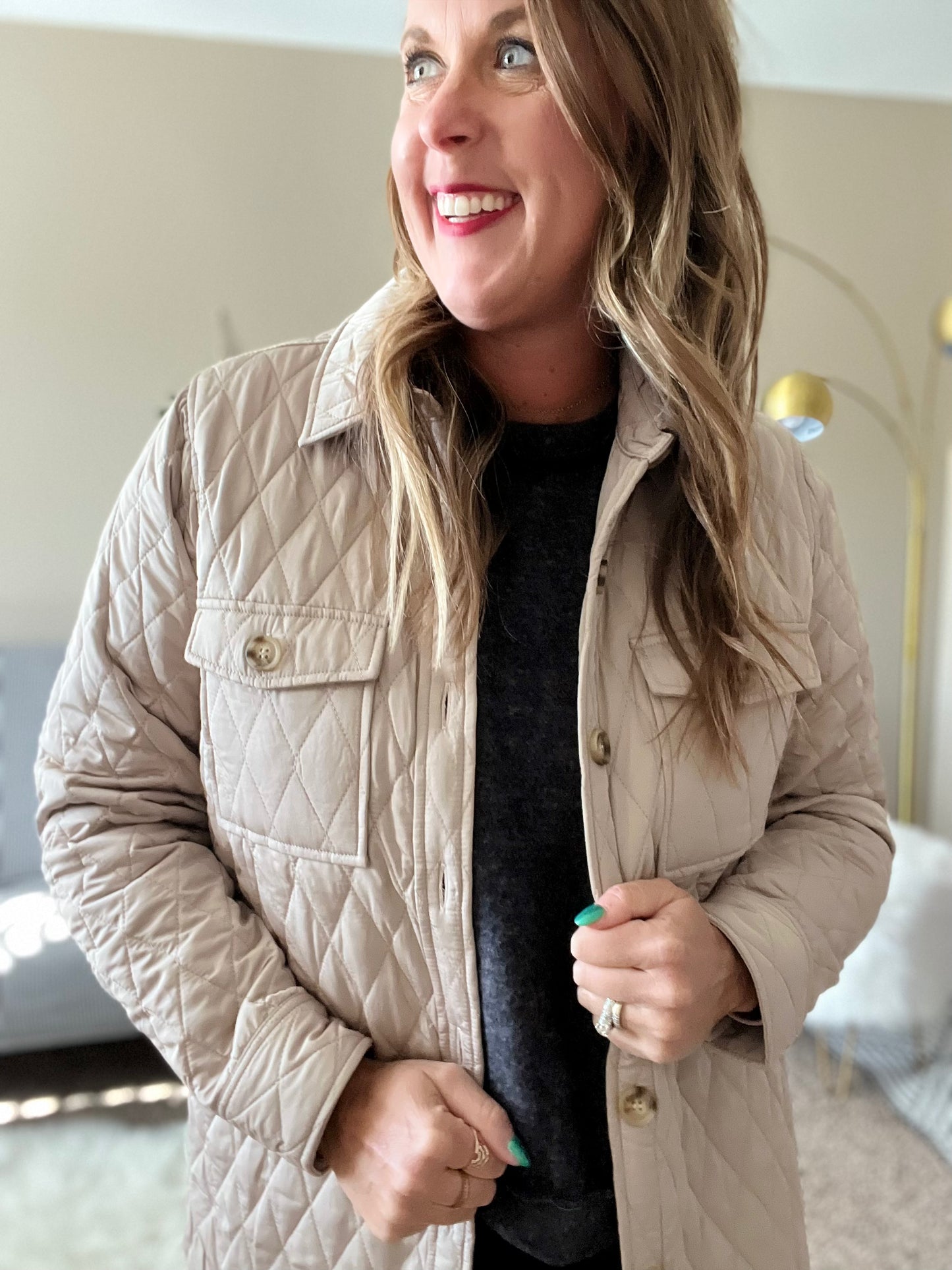 Quilted shirt jacket