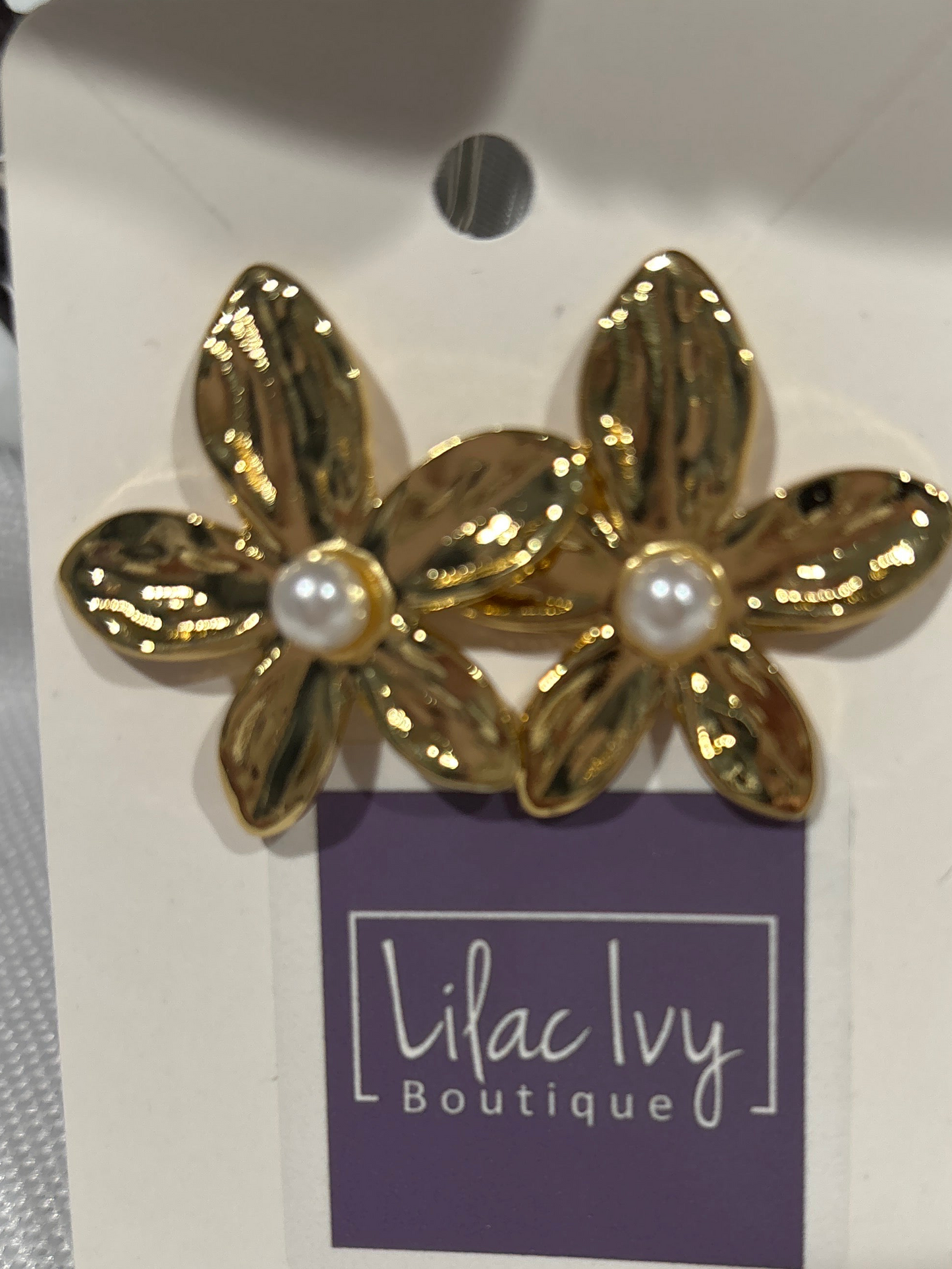 Textured Gold flowers with pearl center