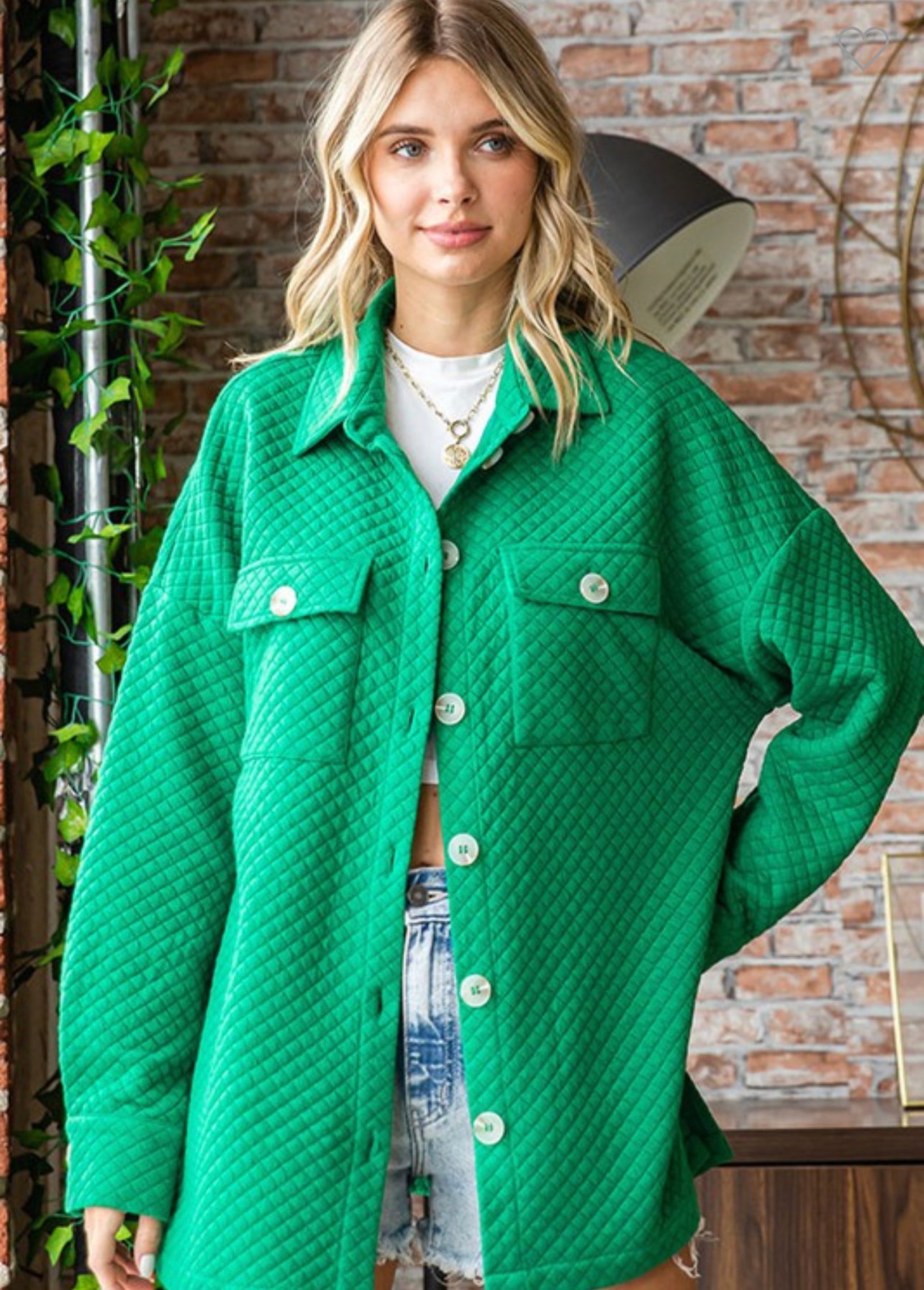 Button down quilted Shacket