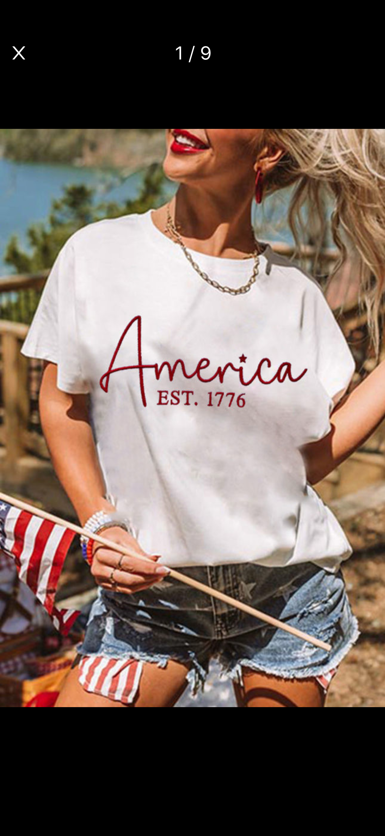 America established 1776 embroidered graphic tea