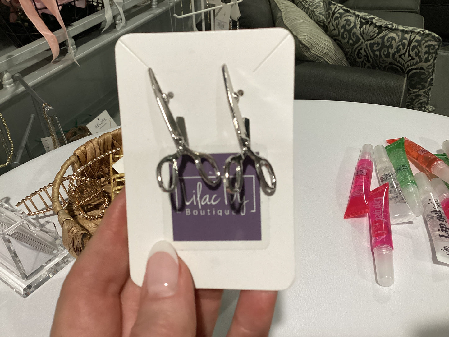Scissor dangling earrings