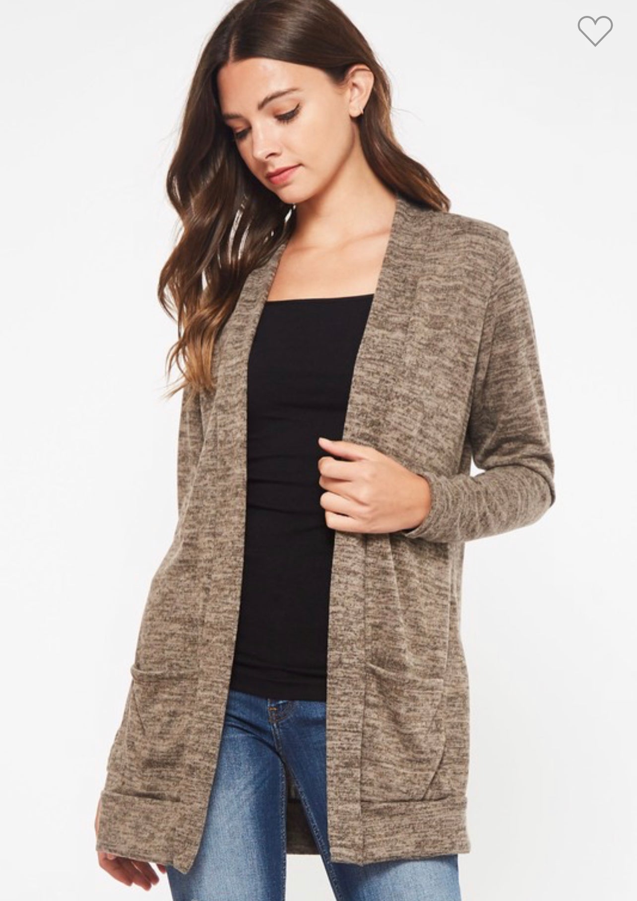 Two tone hashi brushed cardigan - olive