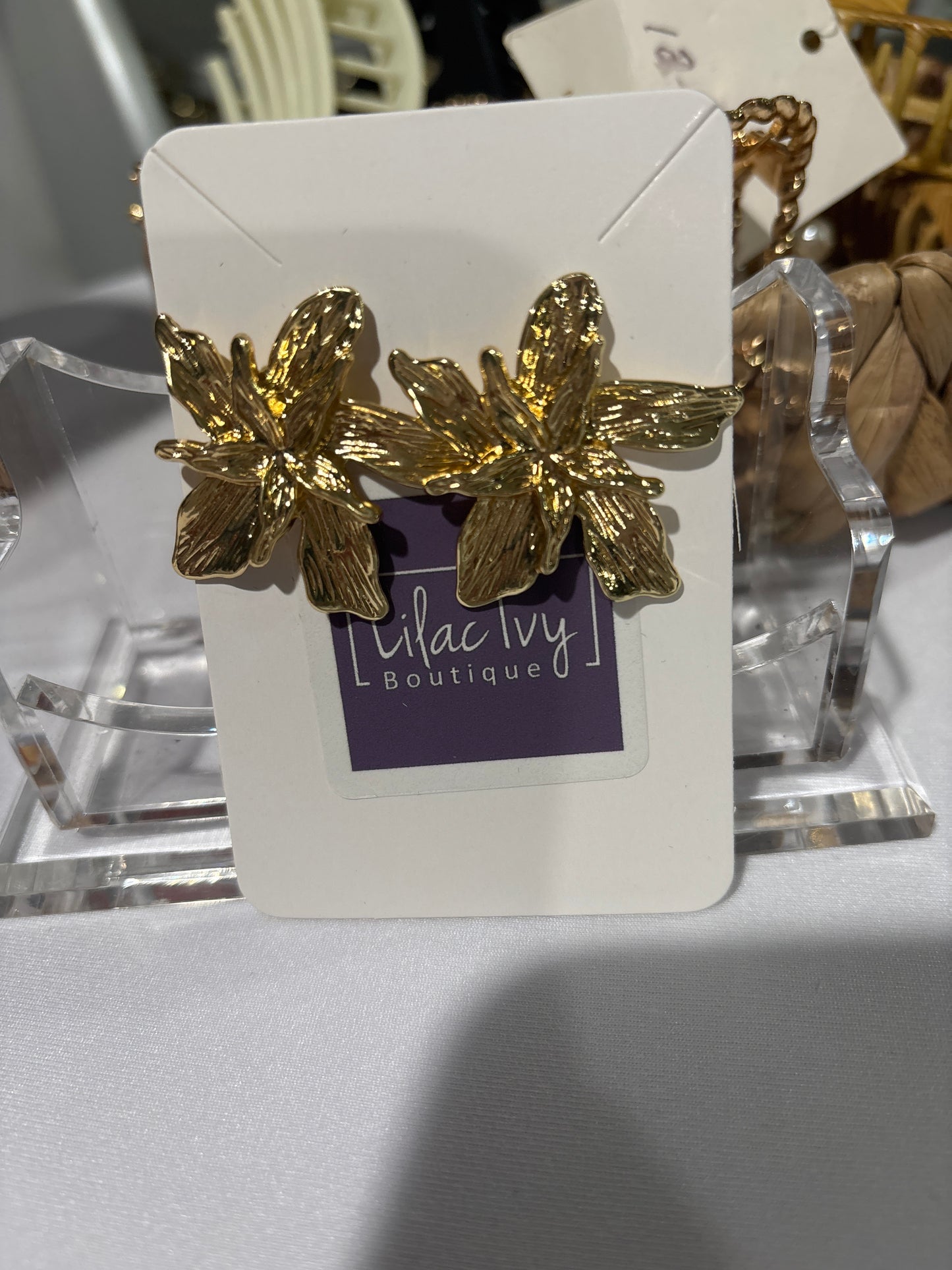 Gold flower earrings