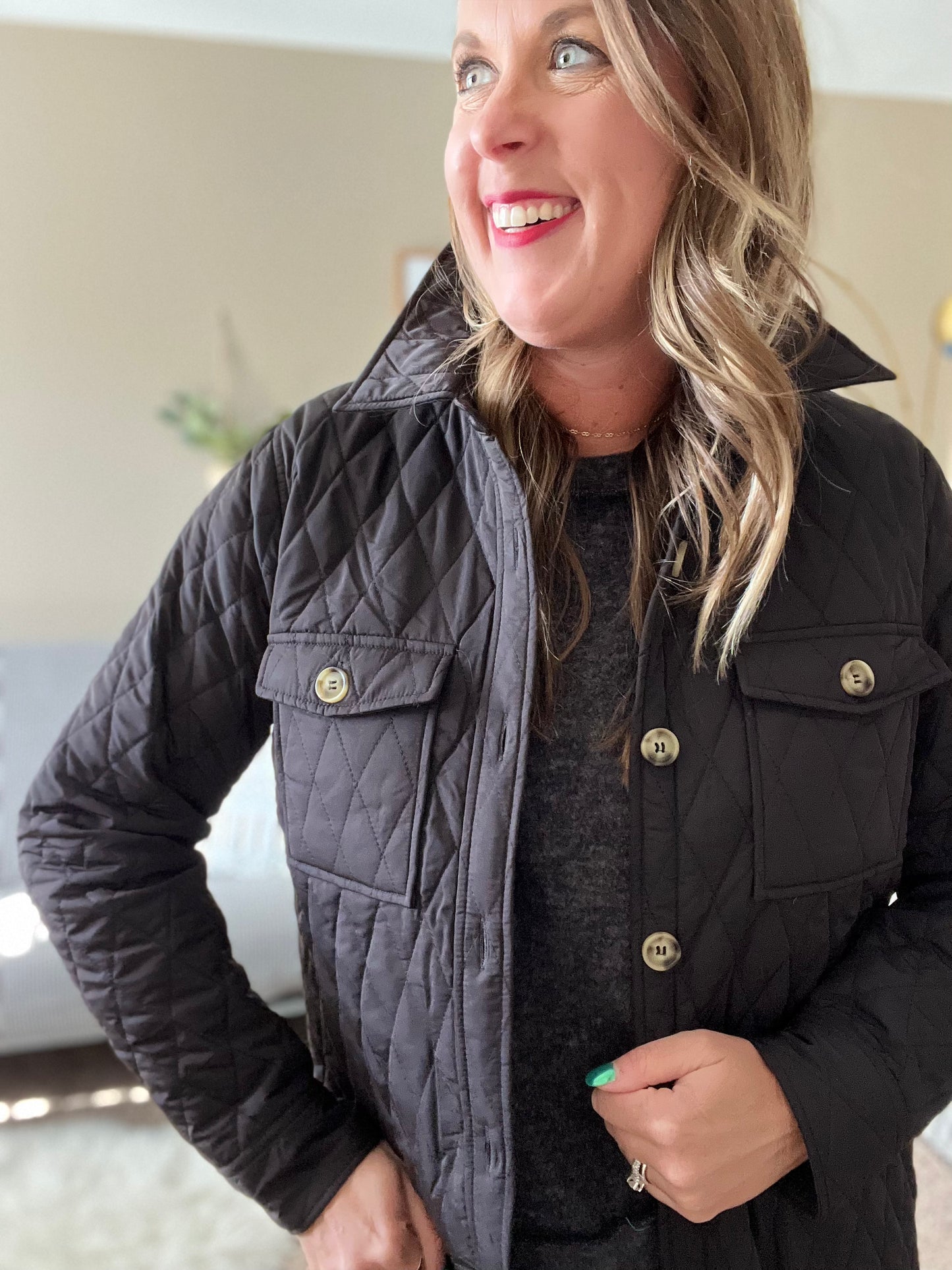 Quilted shirt jacket