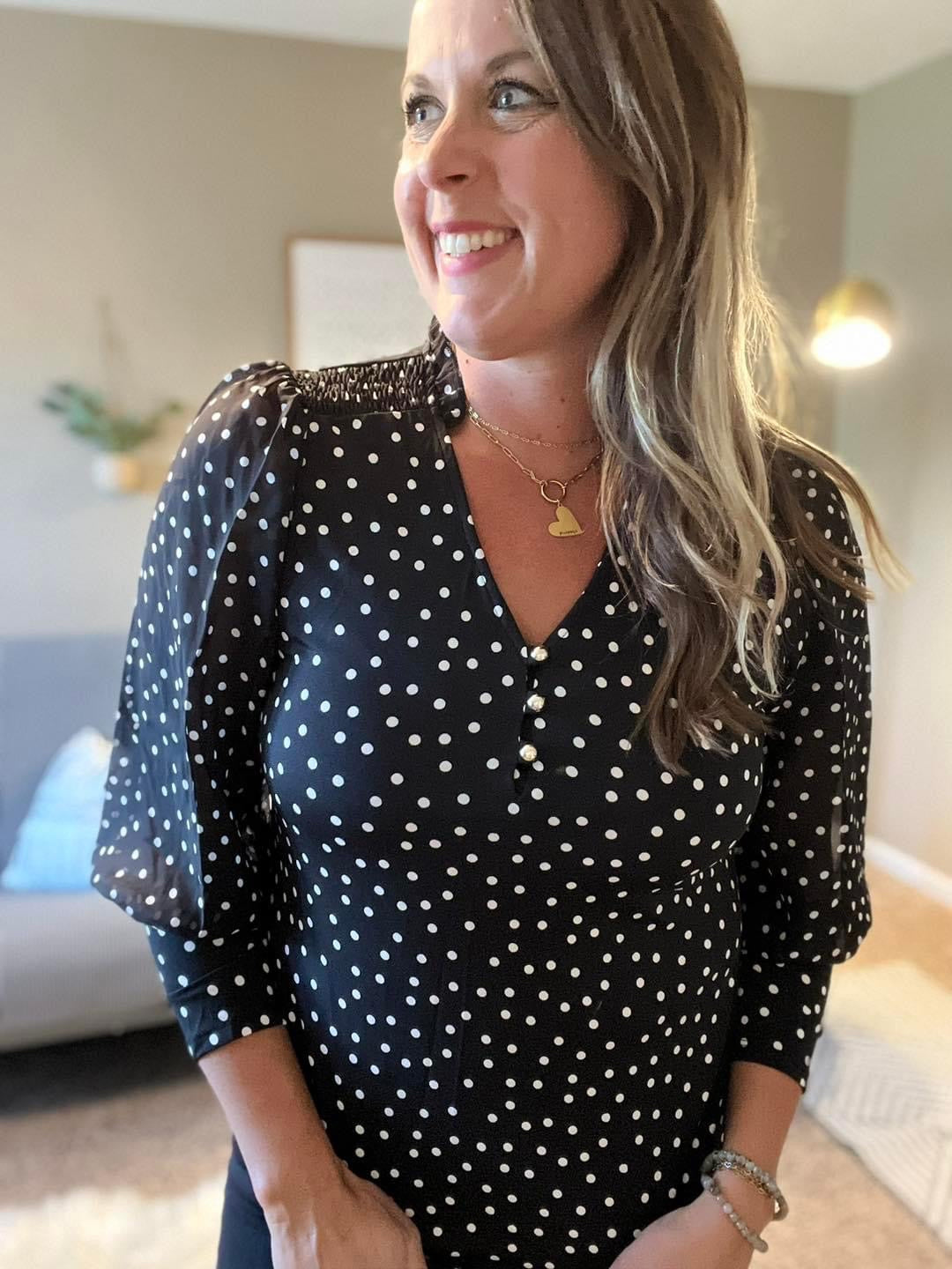 Ruffle V neck long sleeve blouse
