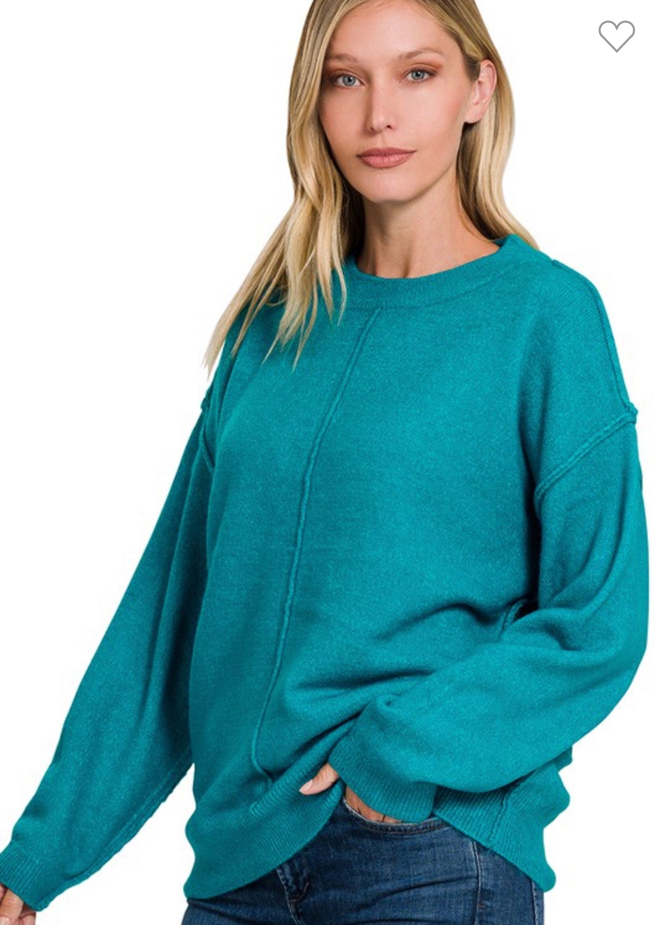 Front seam round neck sweater