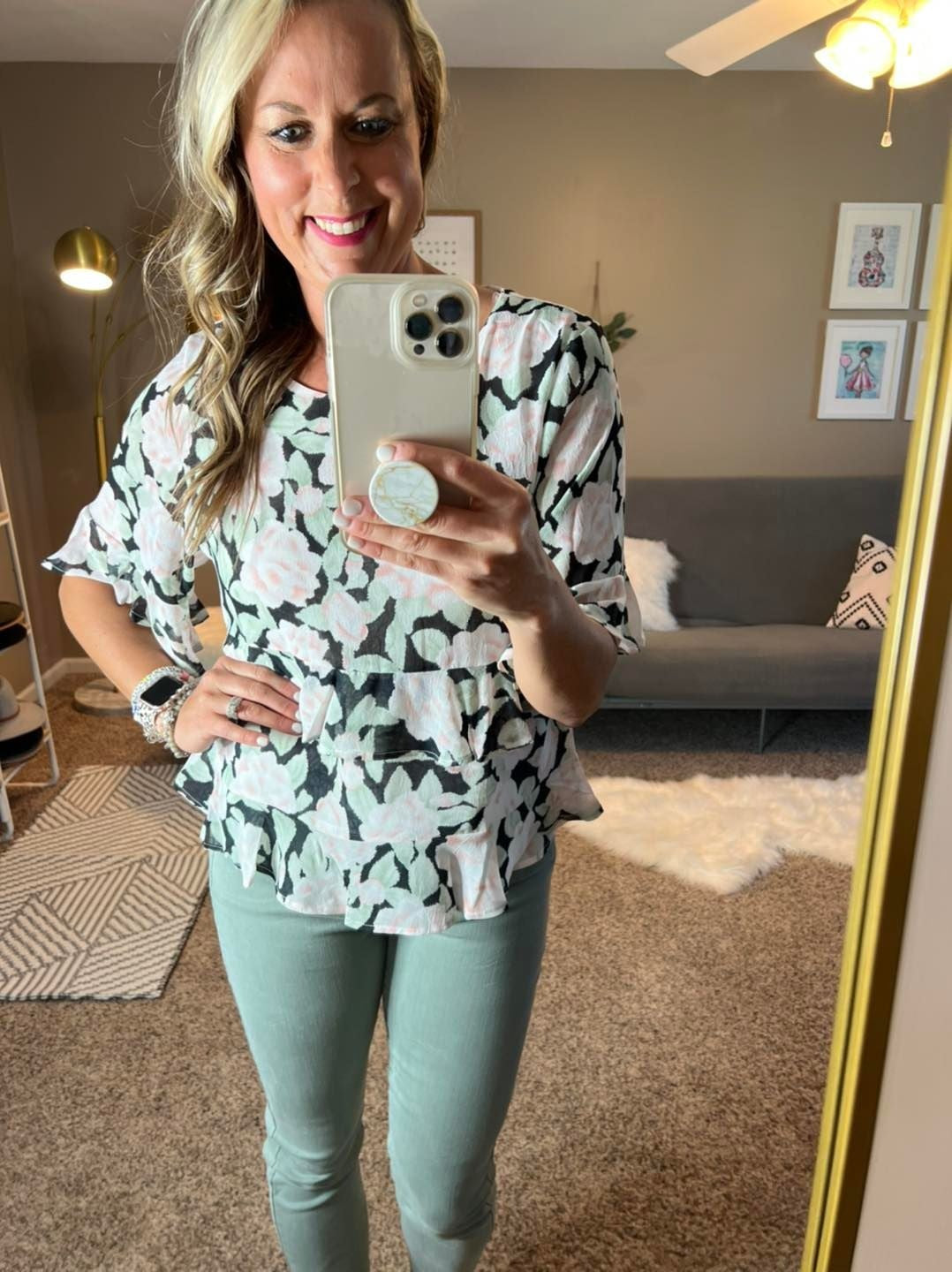Floral tiered sleeve top