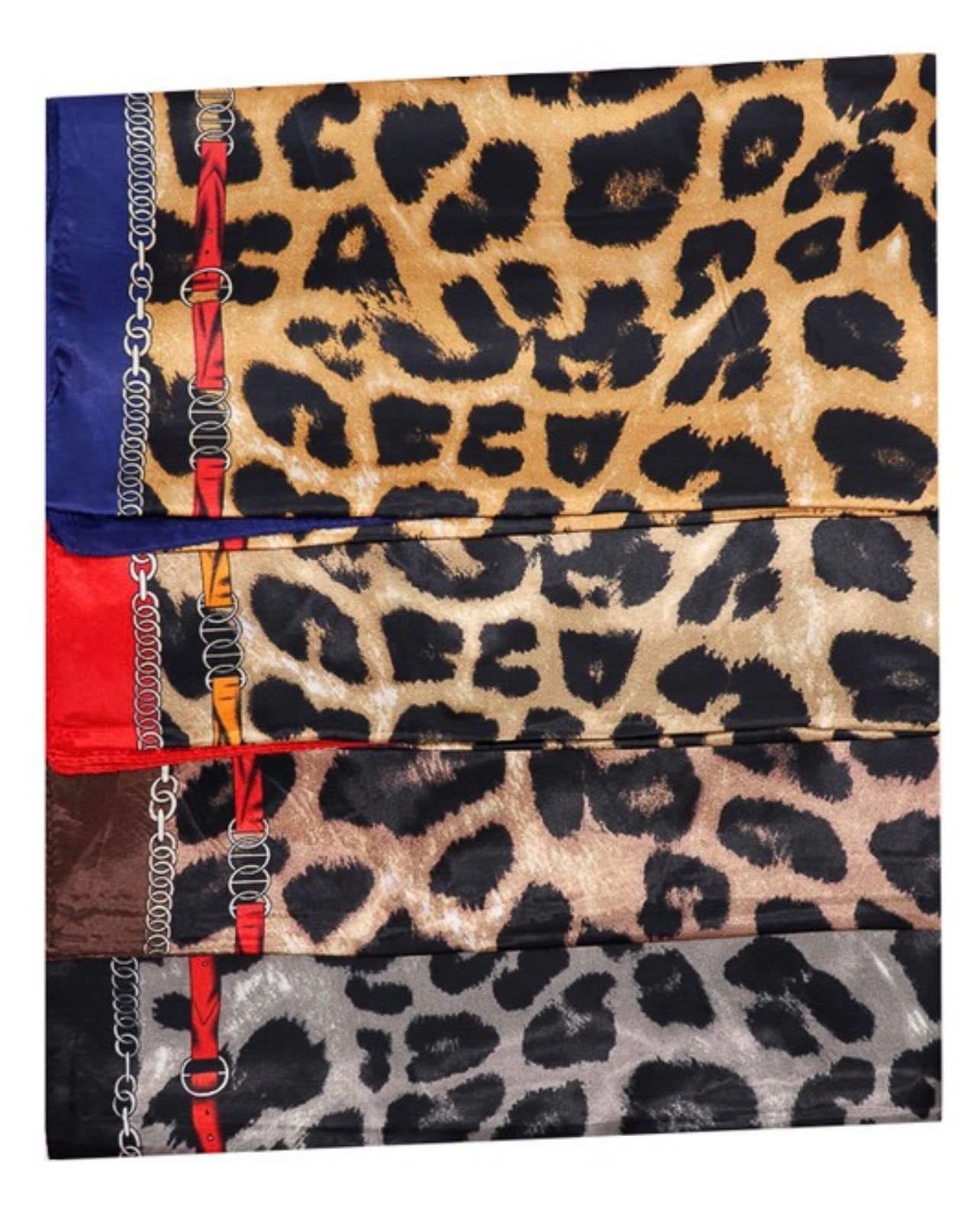 Leopard print silk scarf
