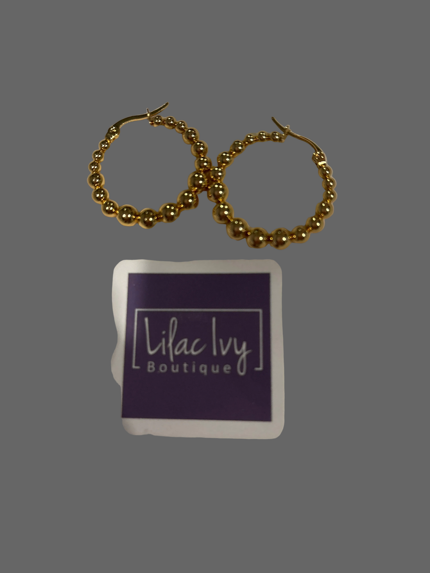 Gold bead, hoop earrings