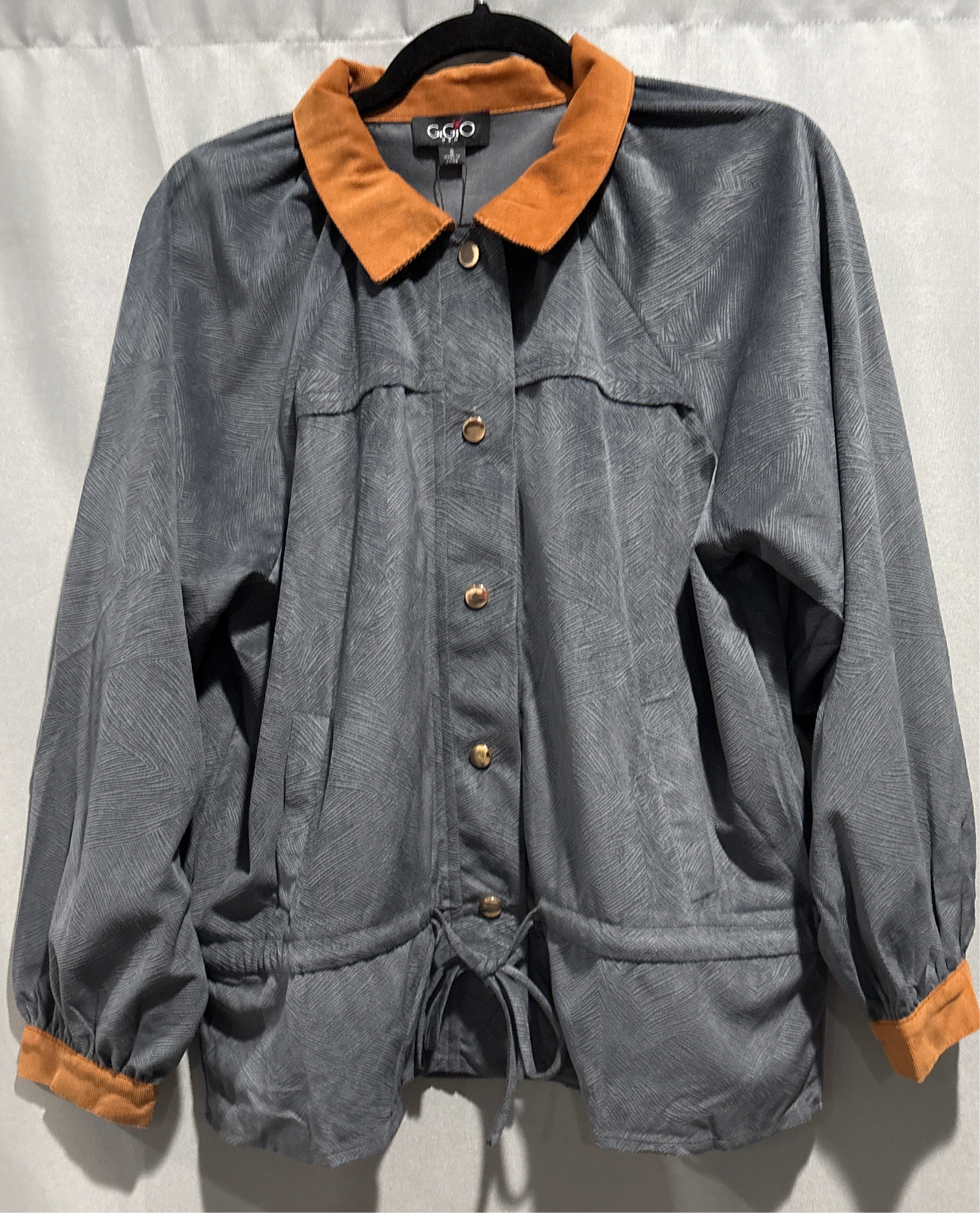 Textured velveteen snap front jacket