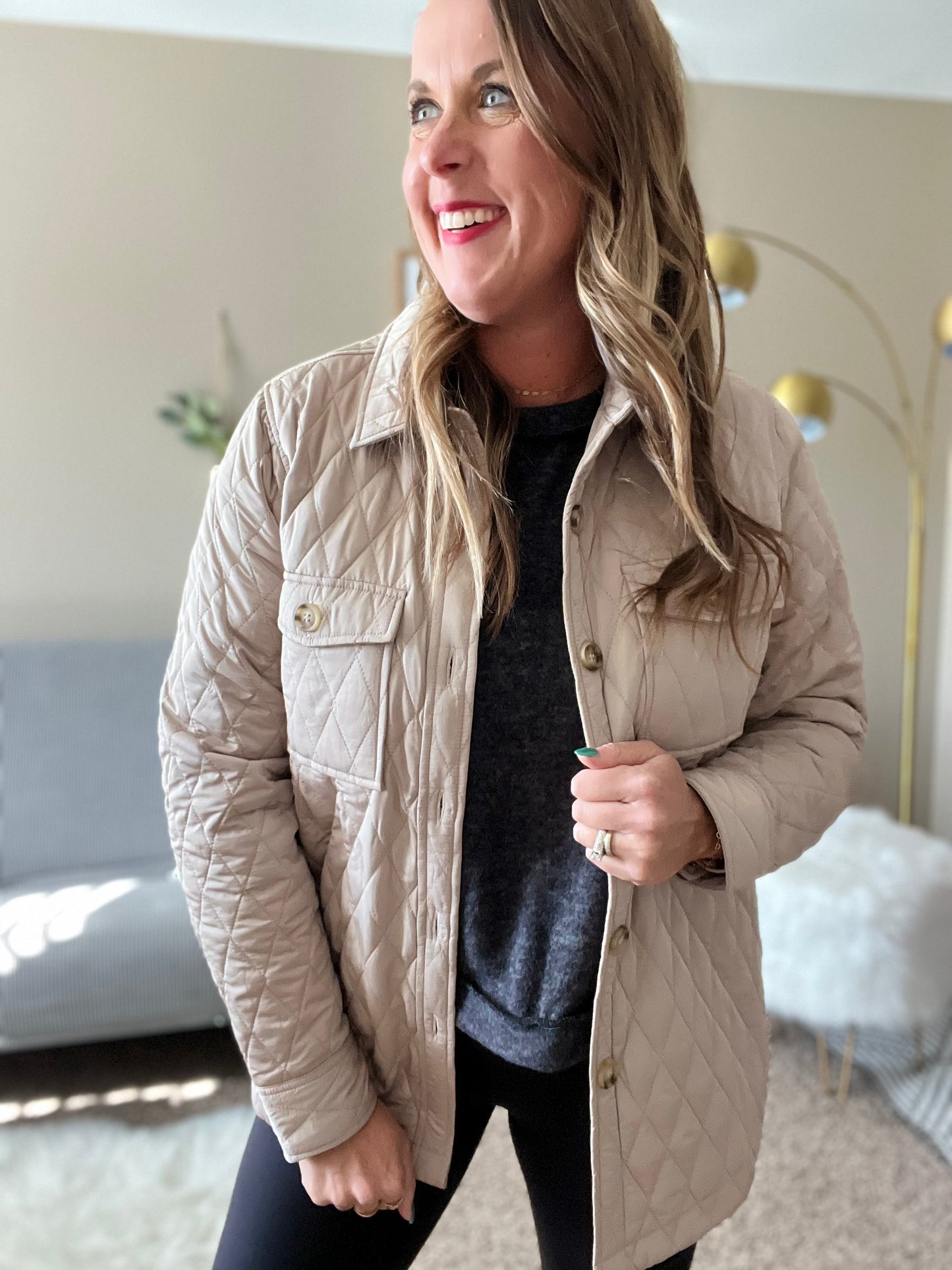 Quilted shirt jacket