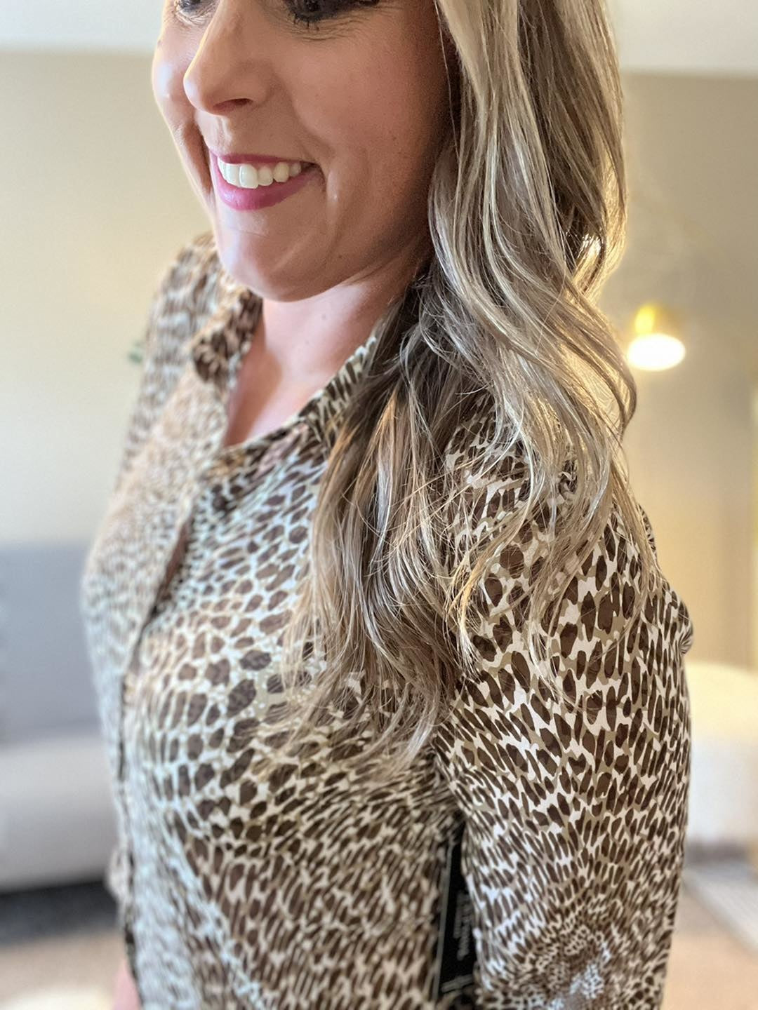 Liverpool Animal Print Button Blouse