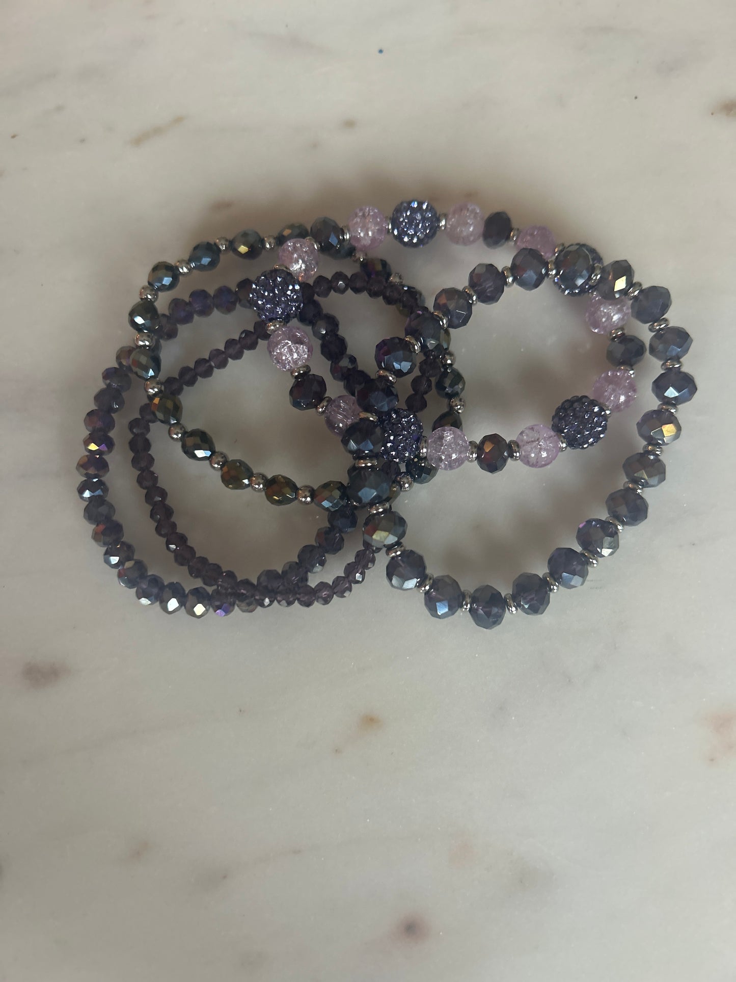 5 Piece Set Amethyst Bracelets