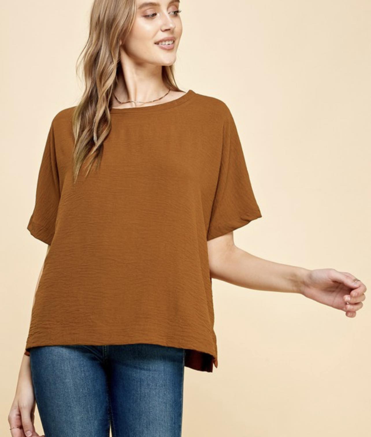 Short sleeve blouse - cognac