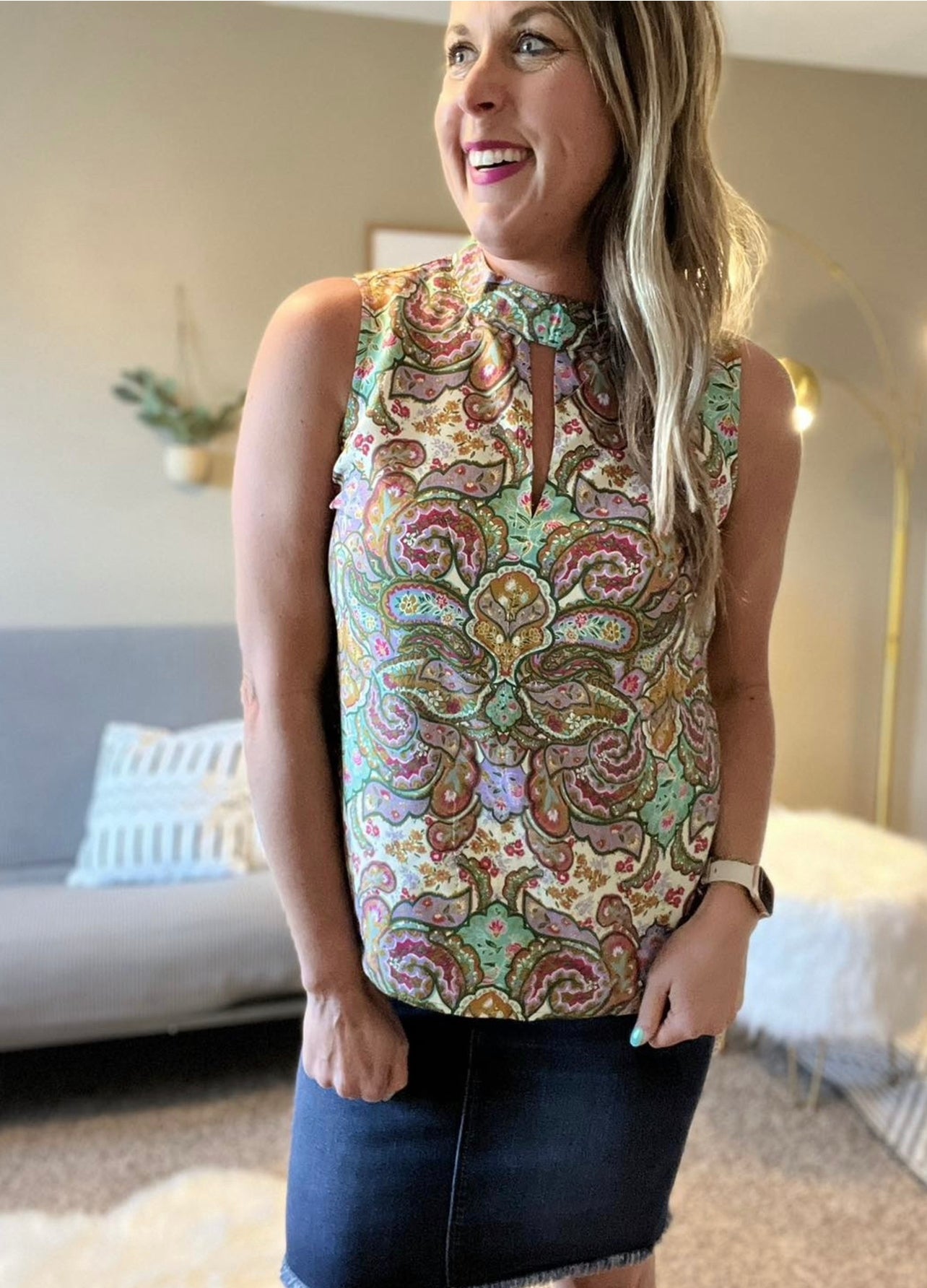Liverpool Keyhole sleeveless top