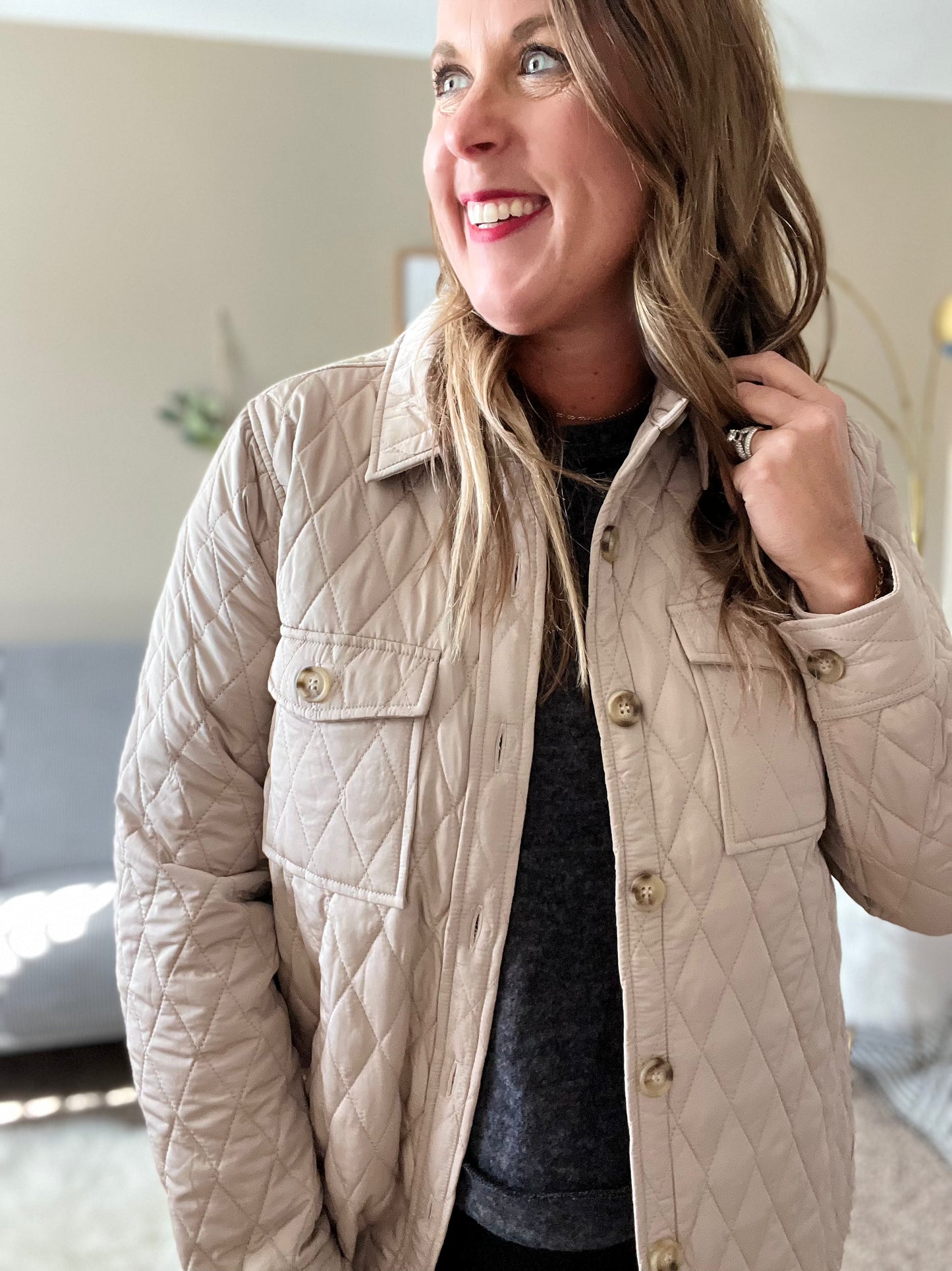 Quilted shirt jacket
