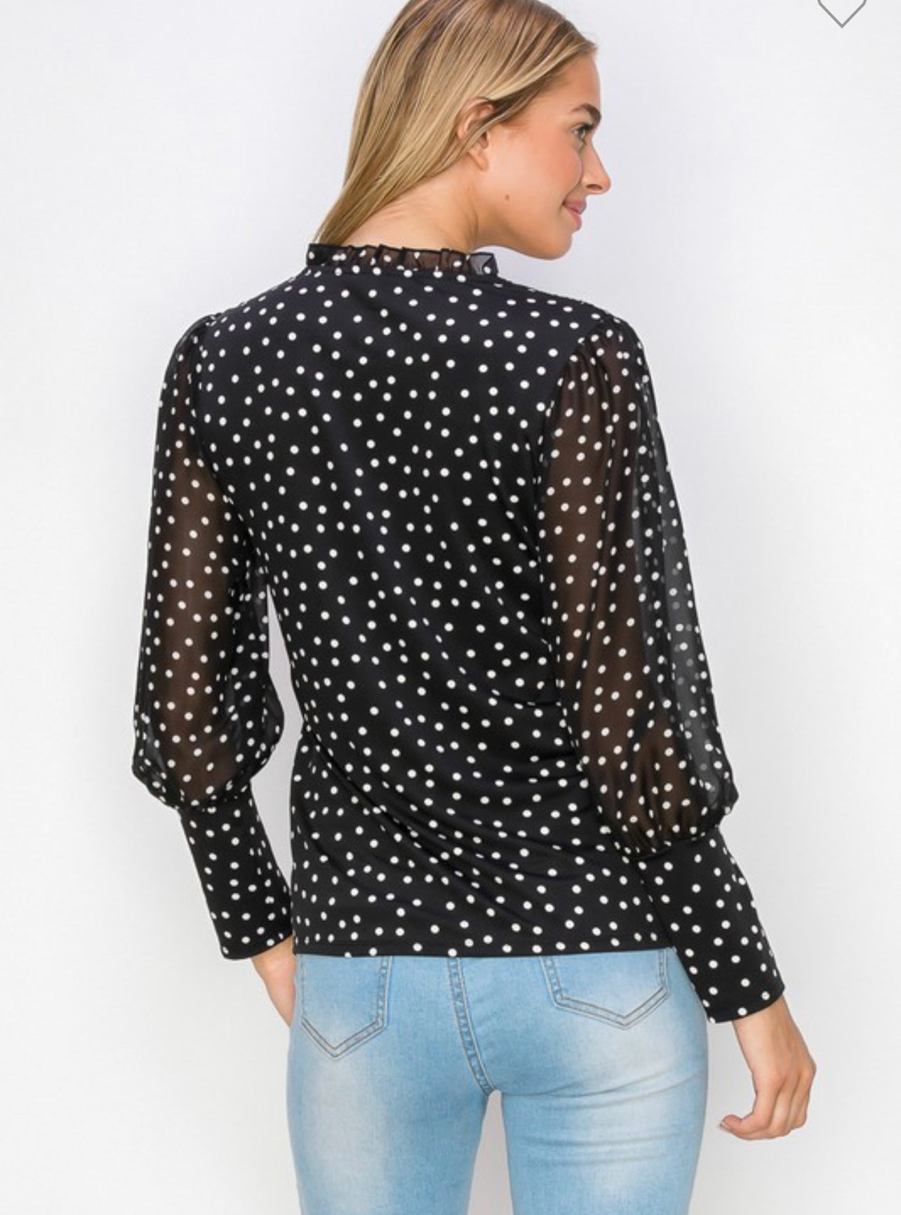 Ruffle V neck long sleeve blouse