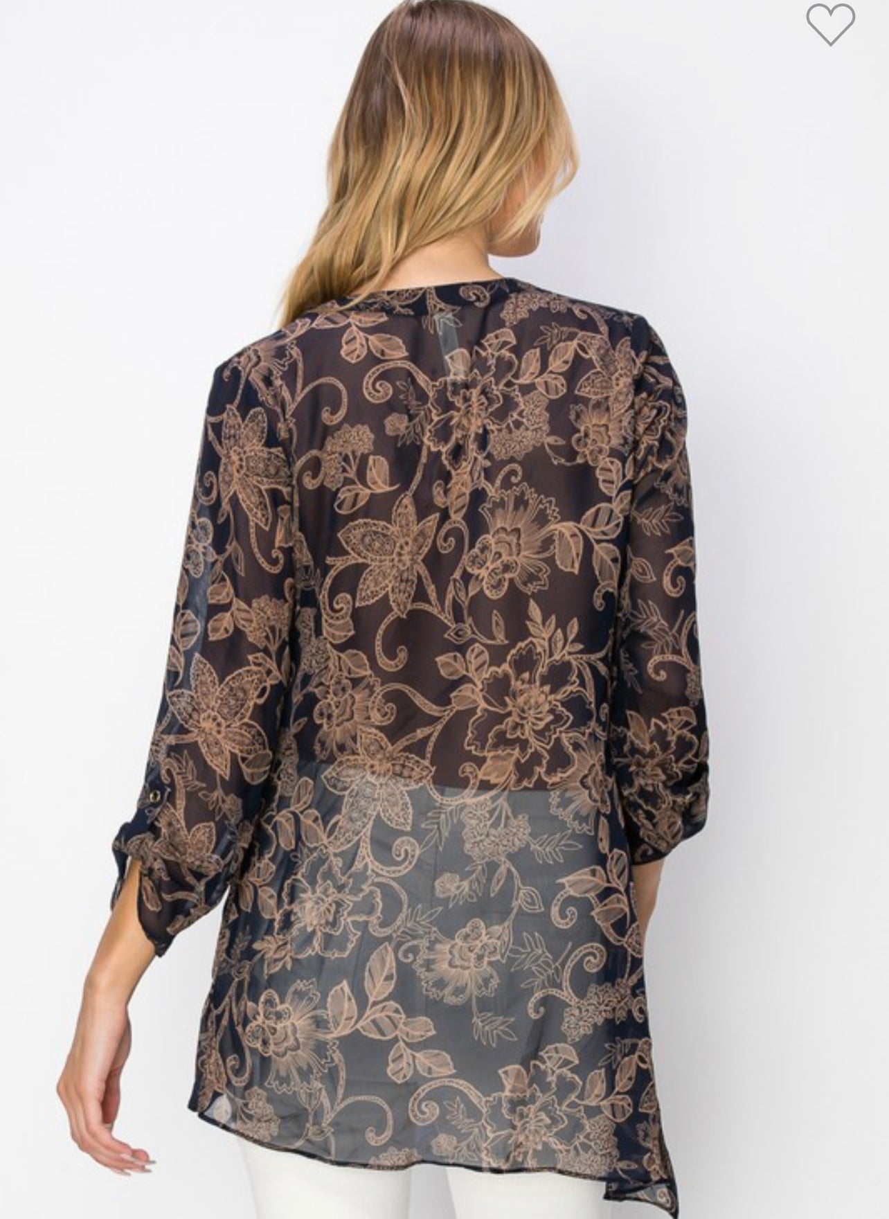 Printed asymmetrical hem blouse