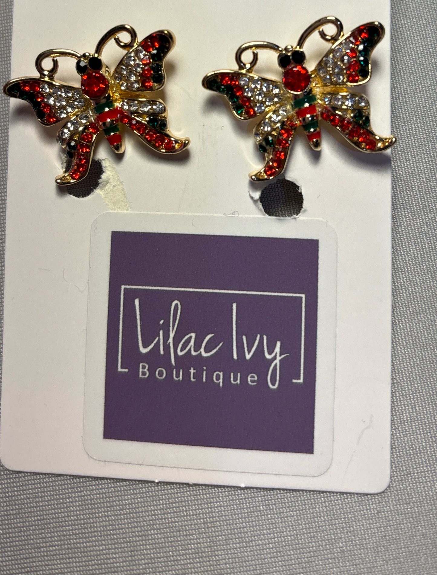 Jeweled butterfly earrings