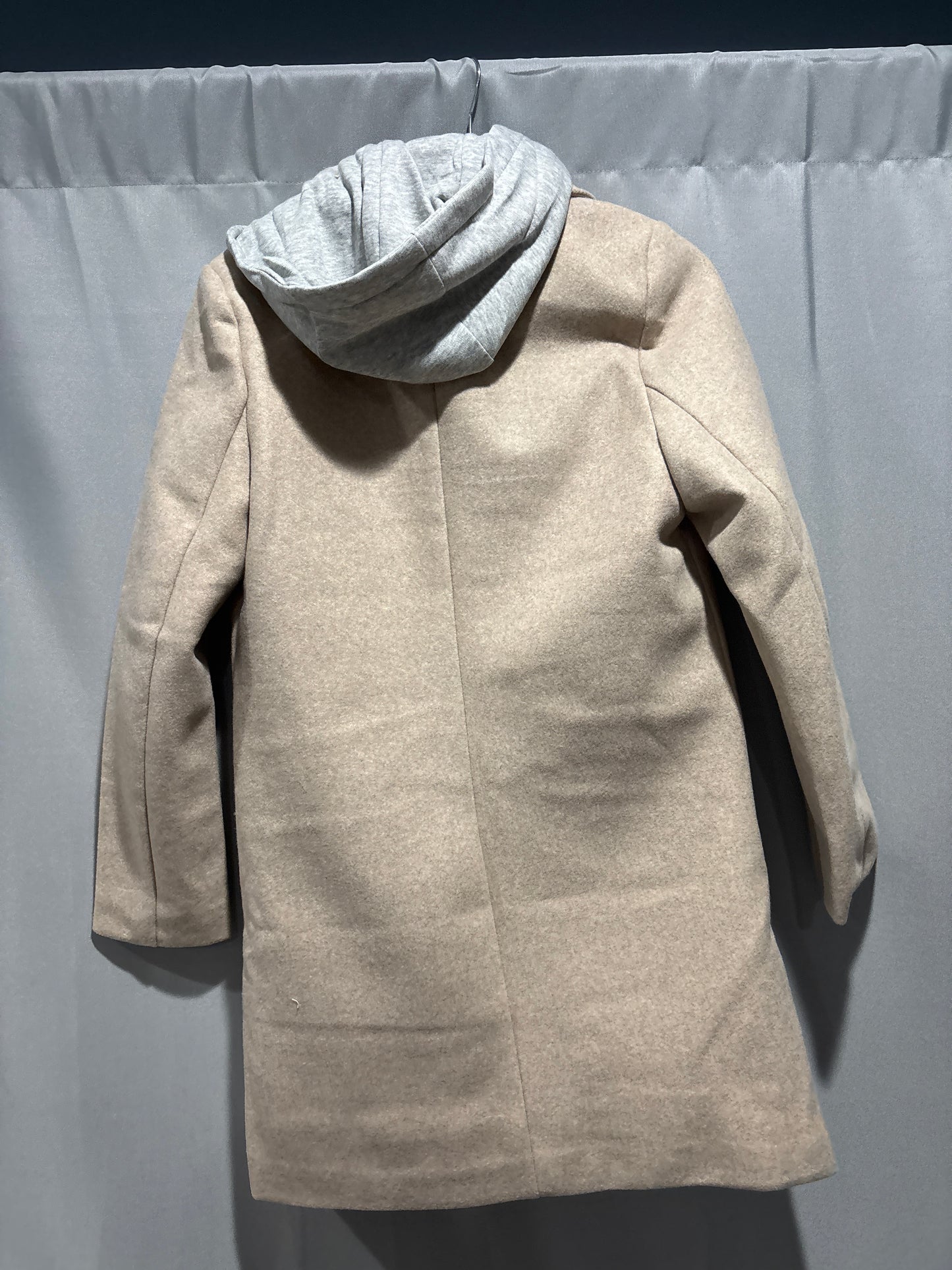 Wool, hooded contrast combination coat