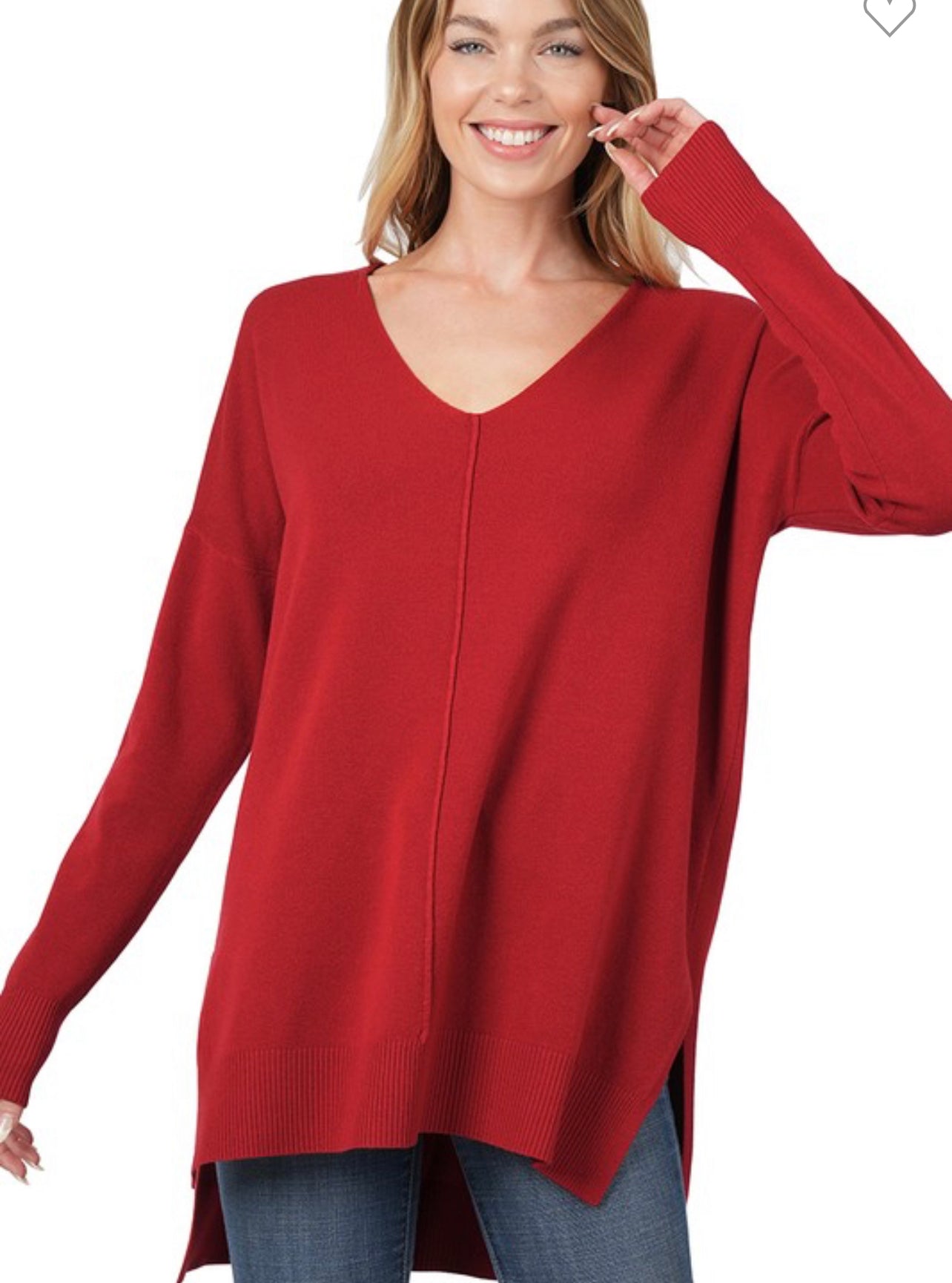 Front seam sweater