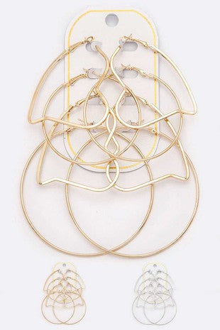 A pack of four wire earrings