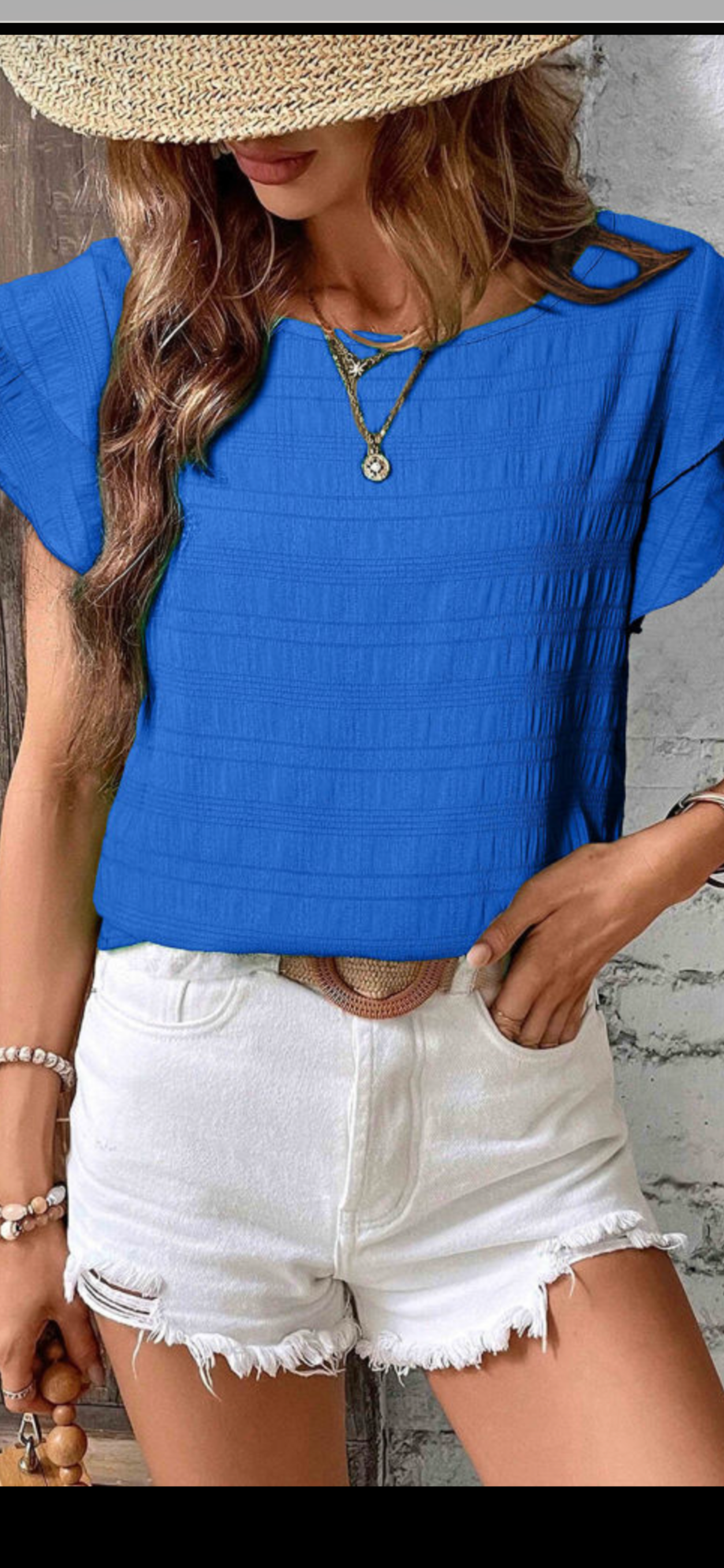 Ruffle sleeve round neck top