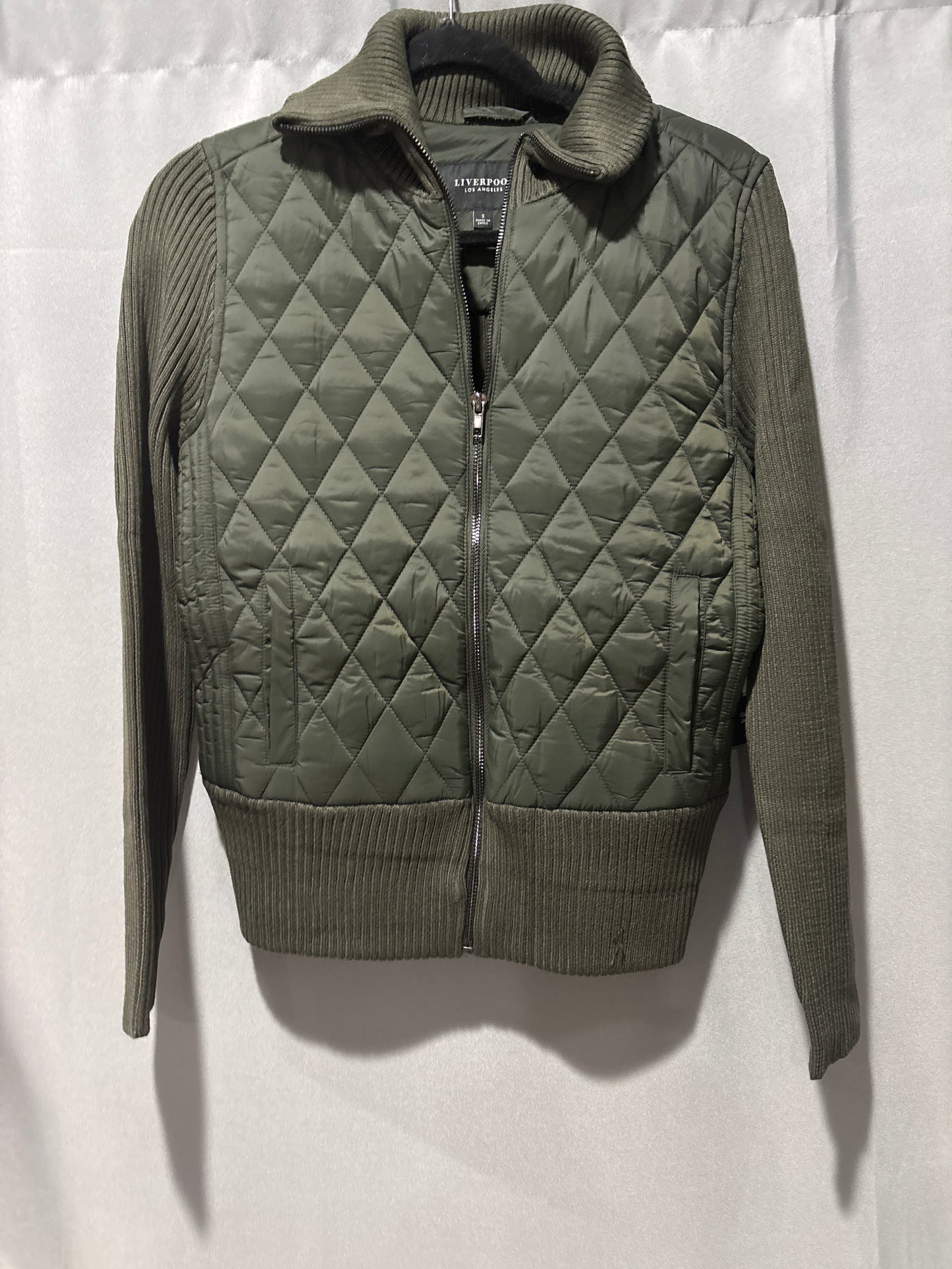 Liverpool long sleeve zip front green jacket