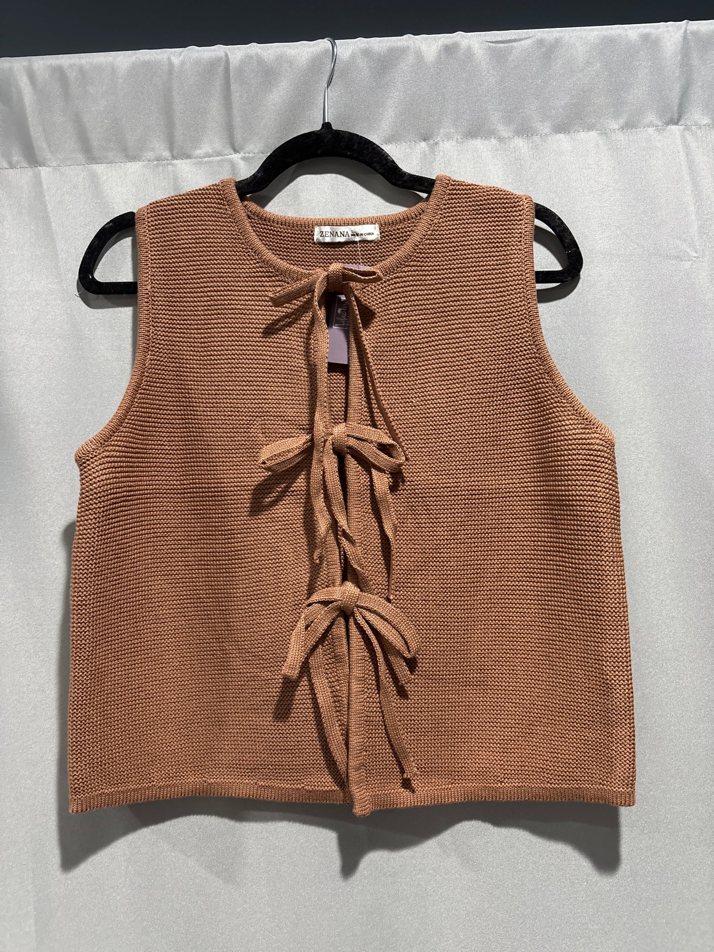 Tie front sweater vest