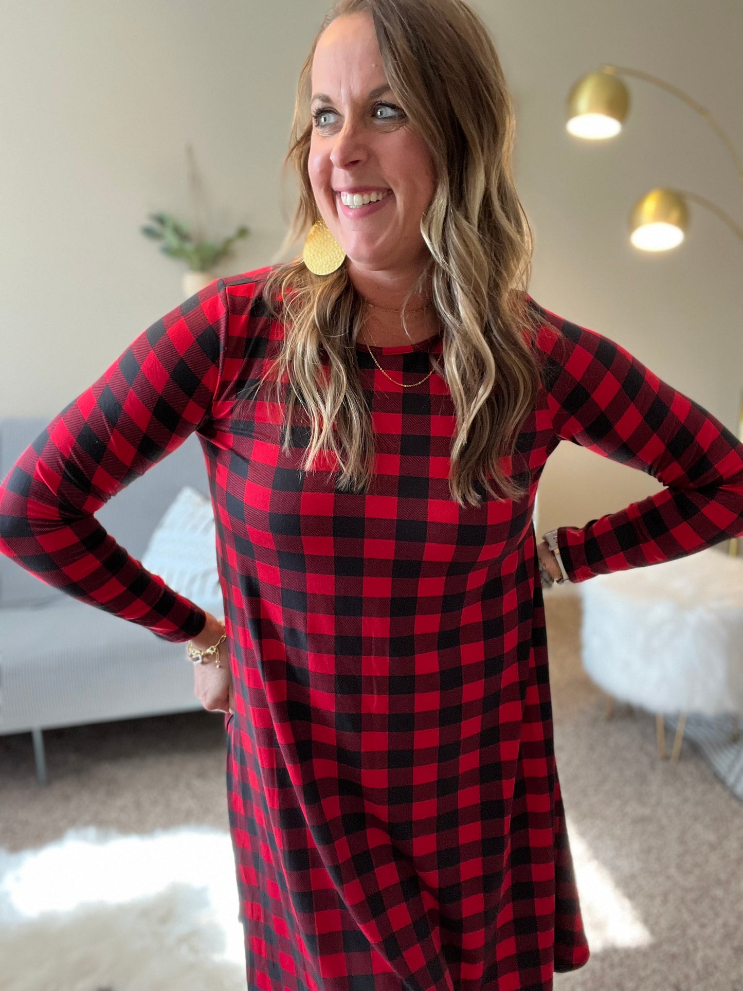 Casual plaid swing dress