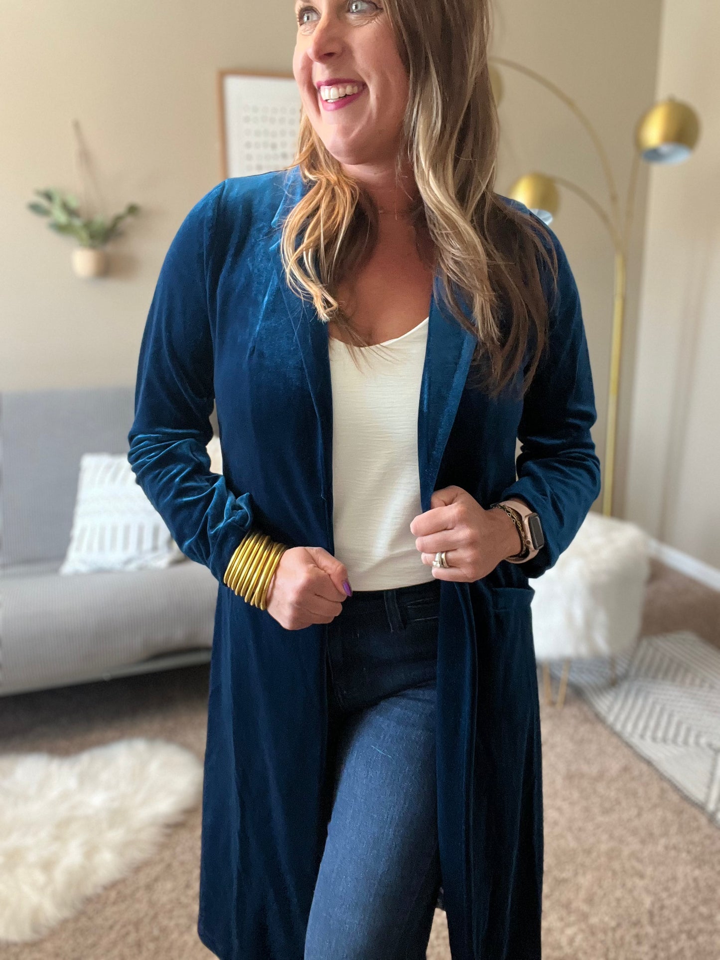 Velvet duster coat