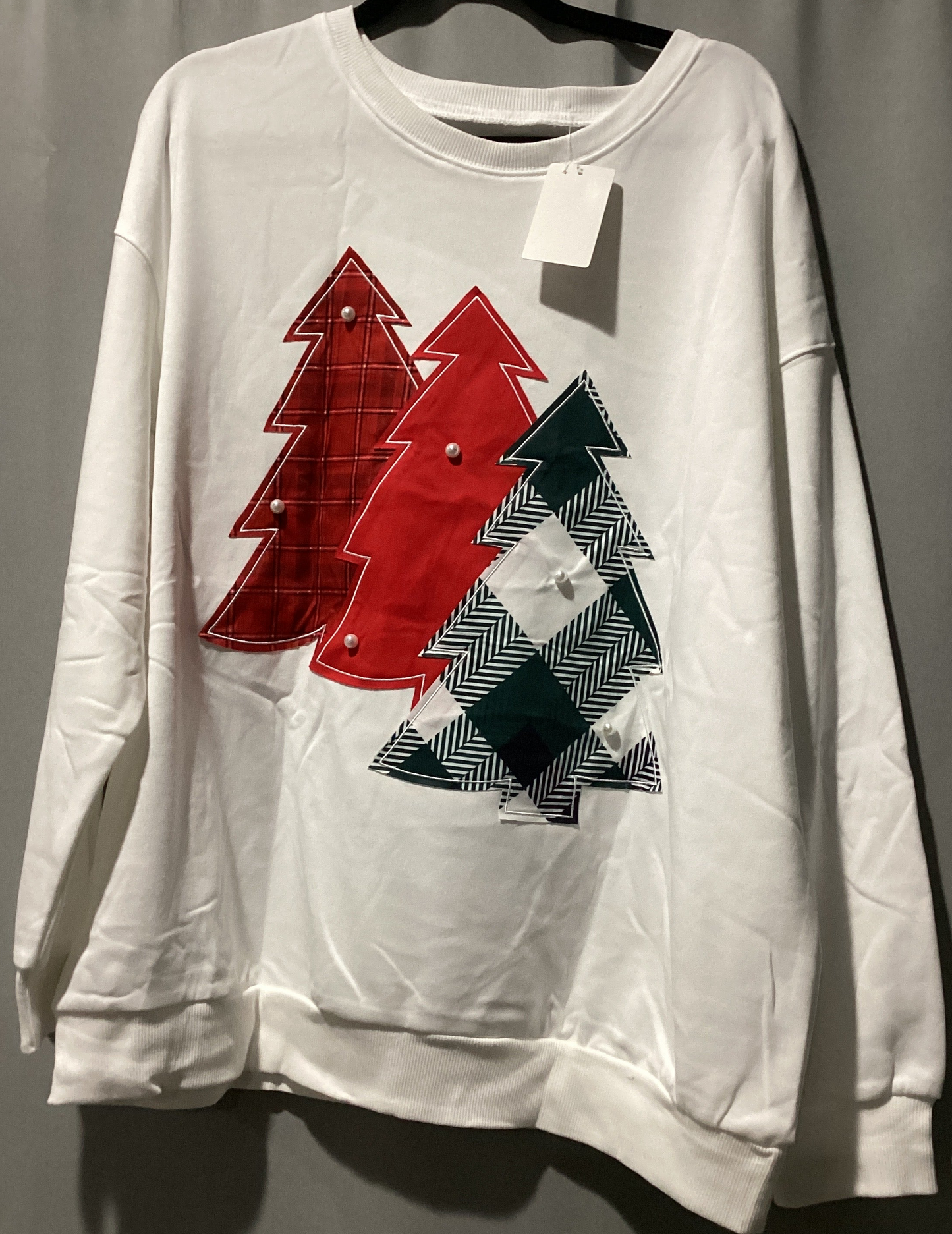 Pearl plaid Christmas tree sweatshirt