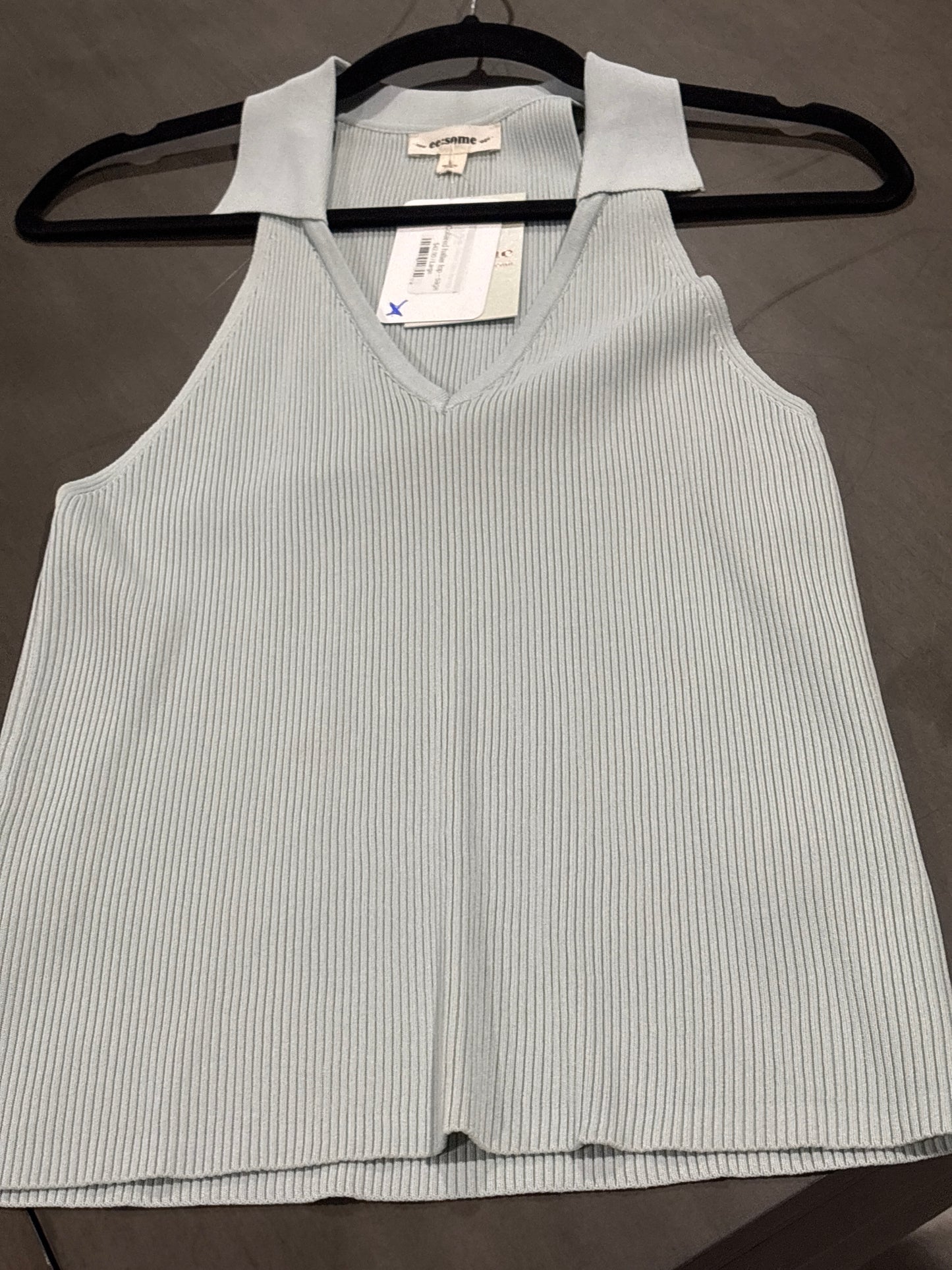 Collared halter top - sage