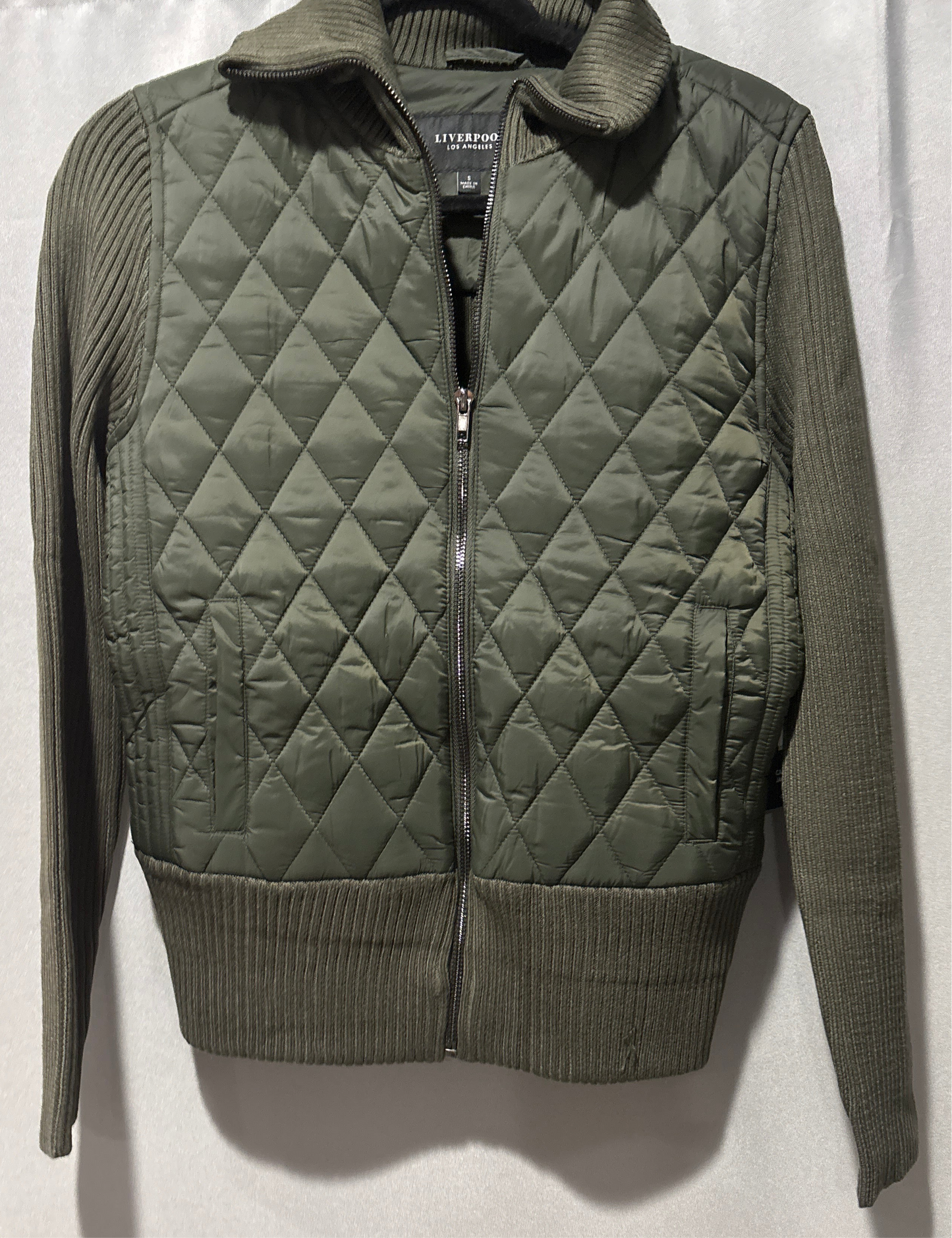 Liverpool long sleeve zip front green jacket