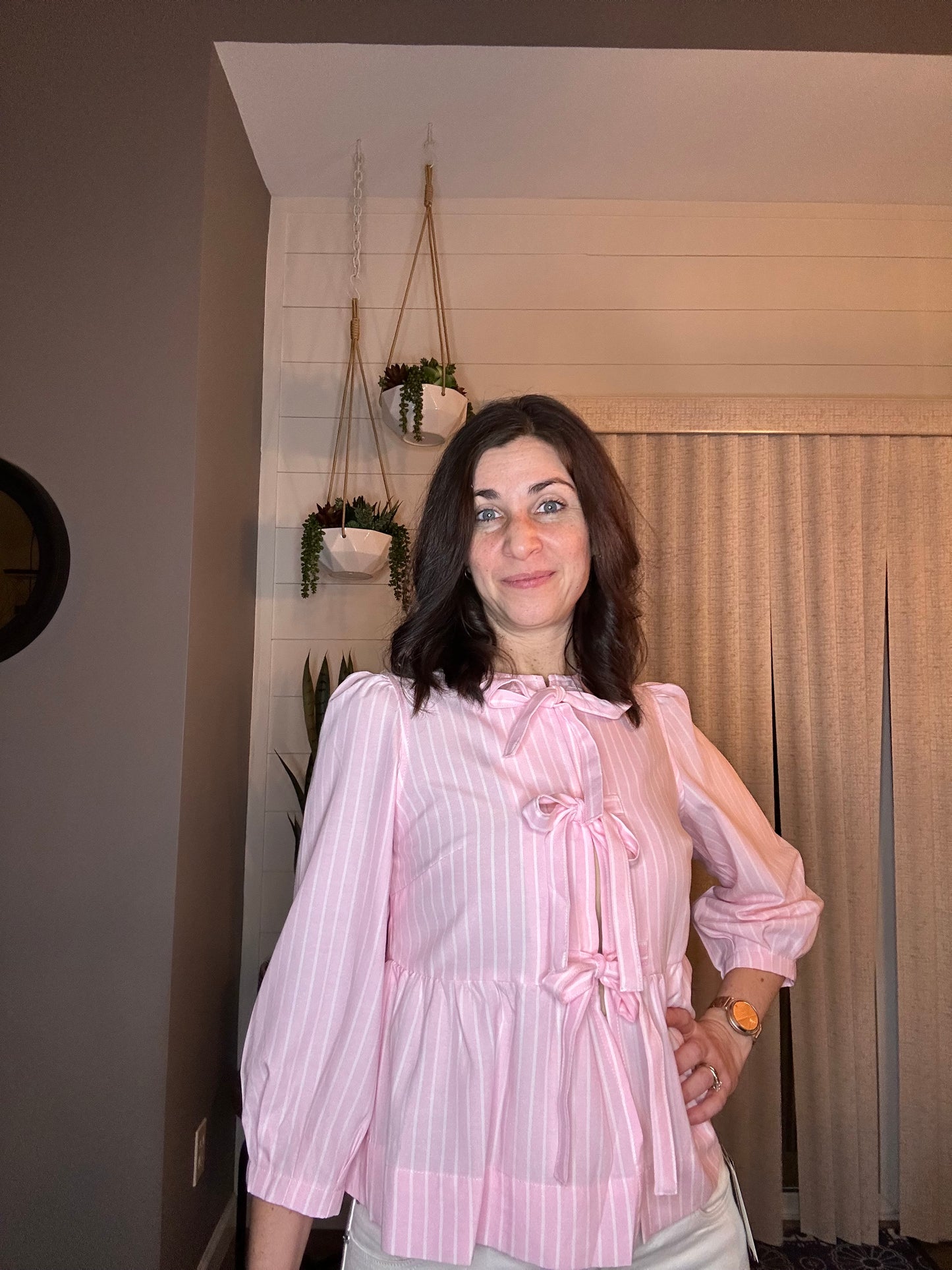 Stripe bowknot blouse