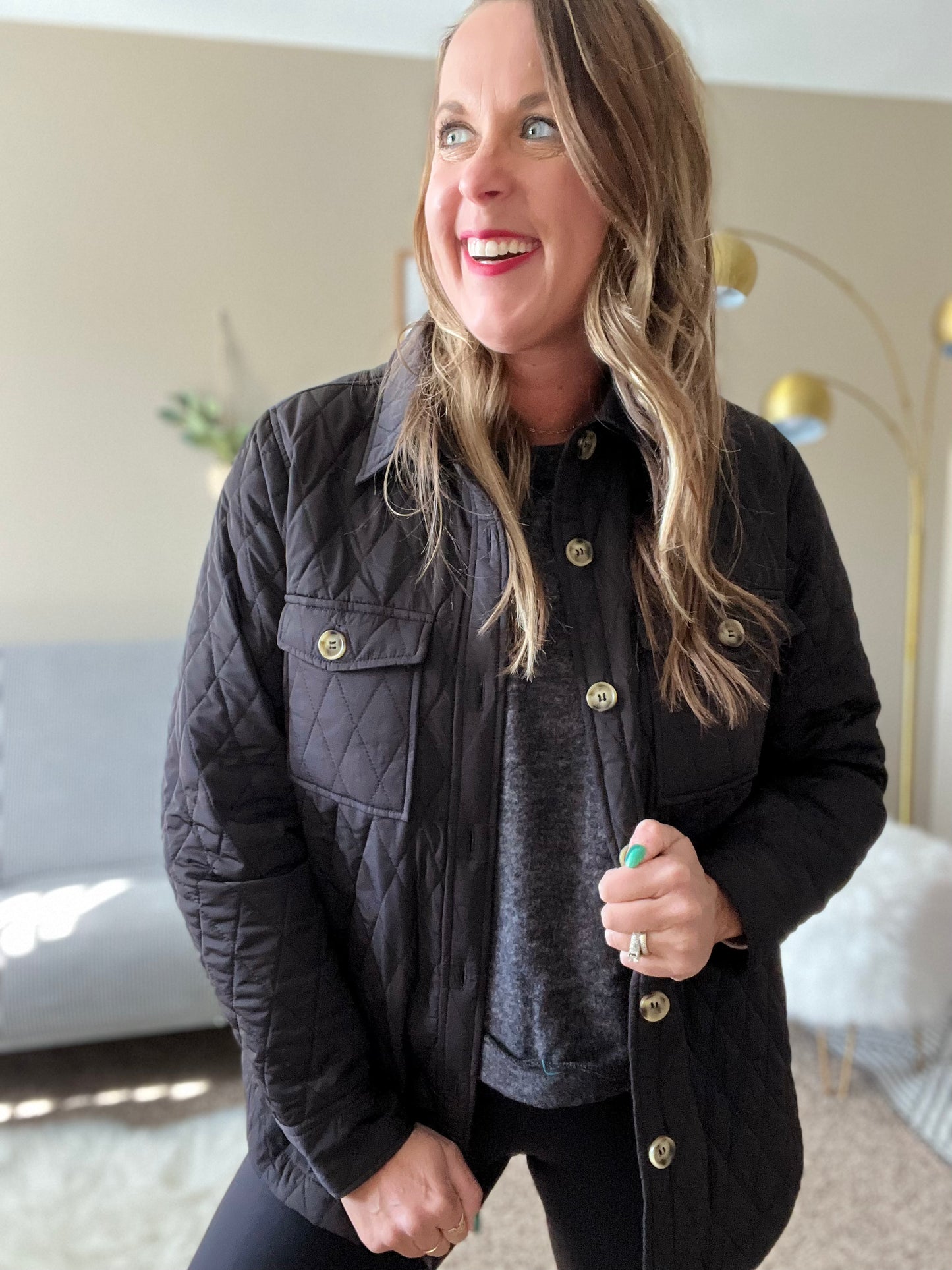Quilted shirt jacket