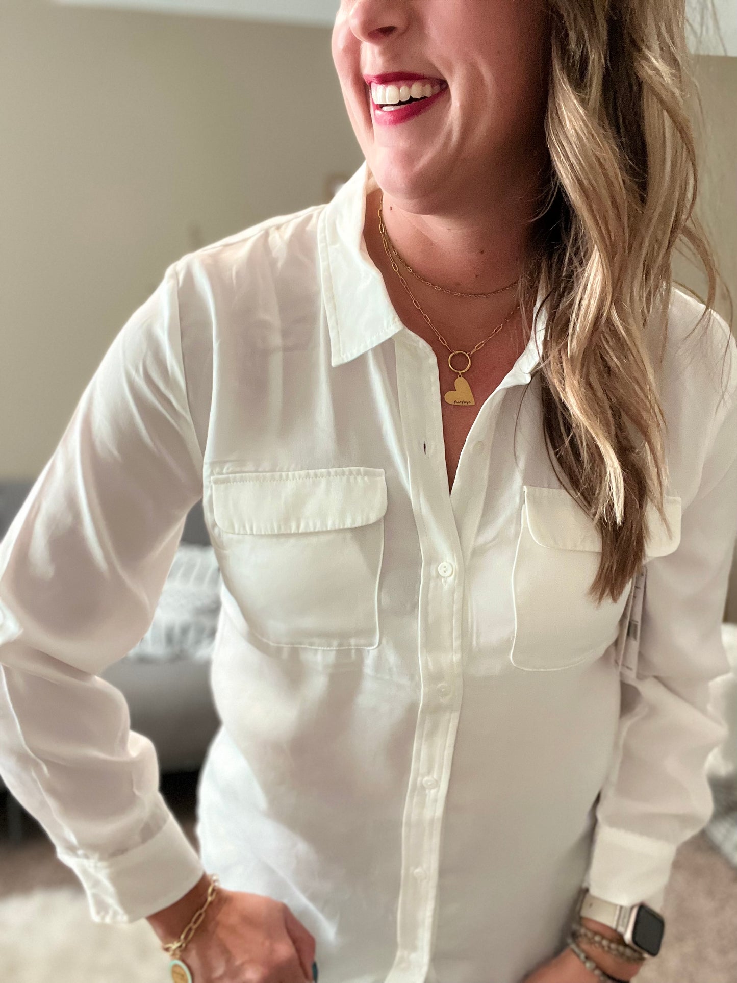 Button front woven blouse liverpool