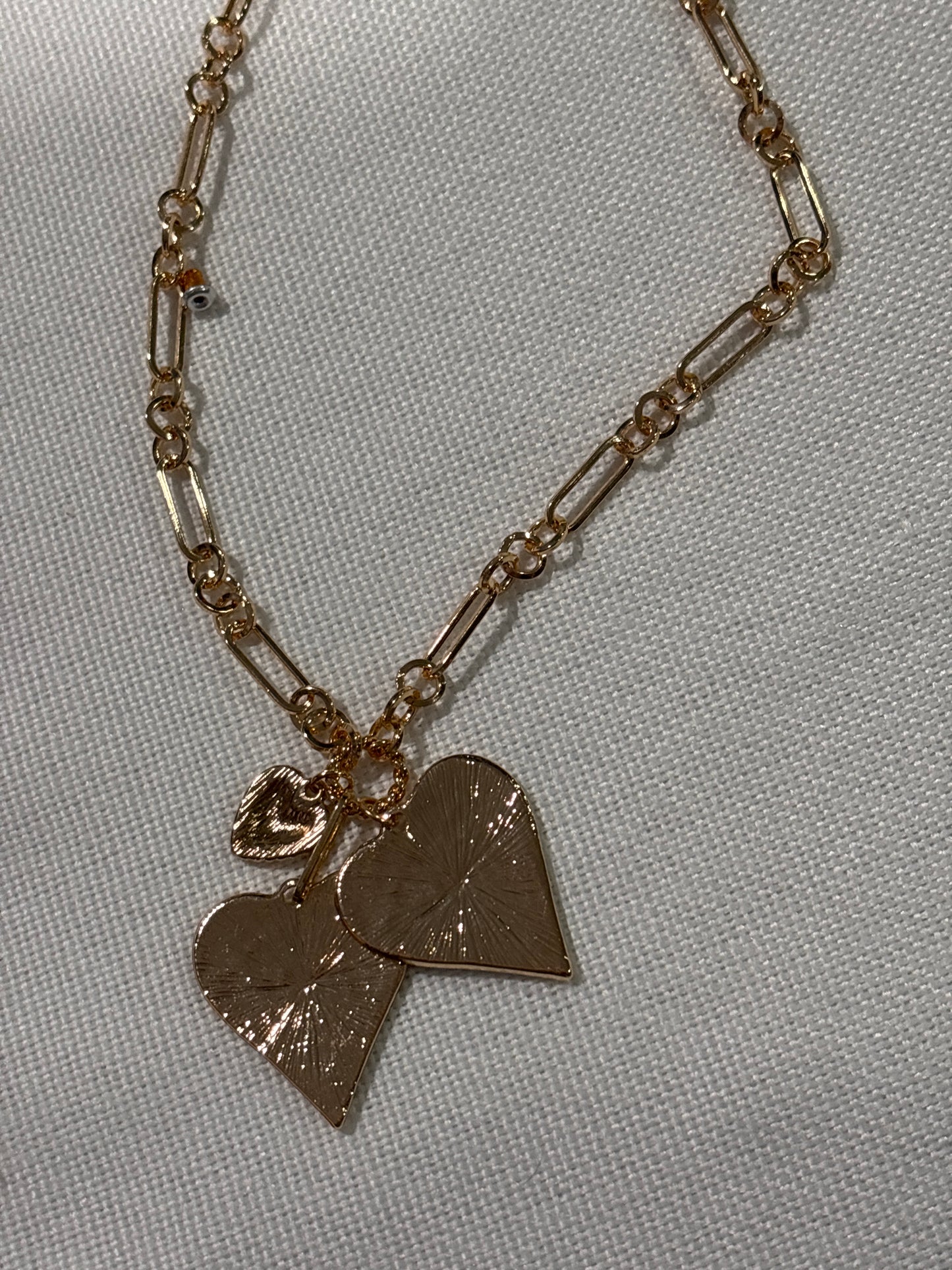 Three Heart charm necklace