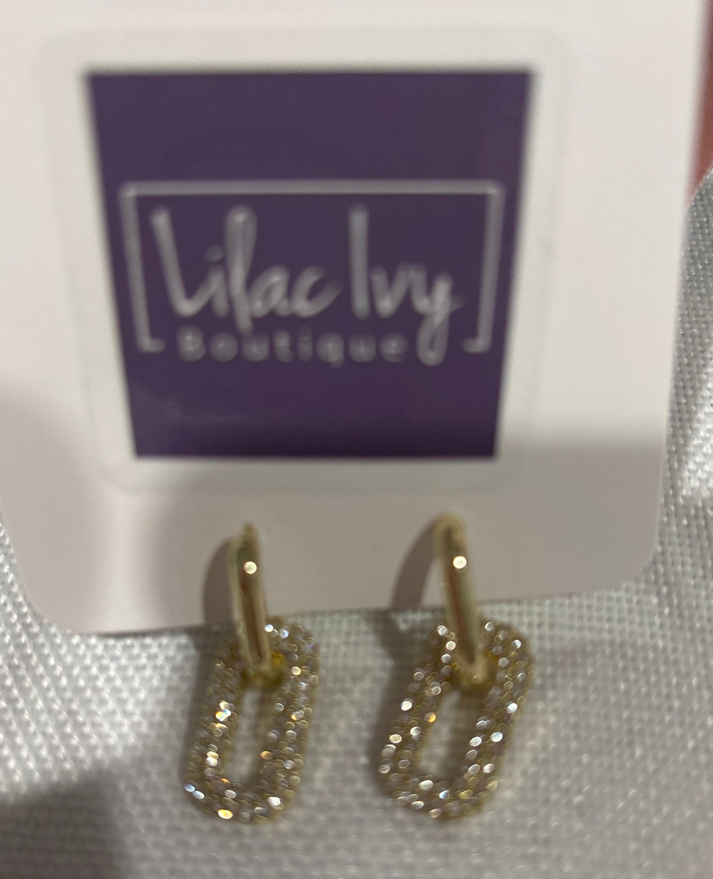 Gold and rhinestone link earrings