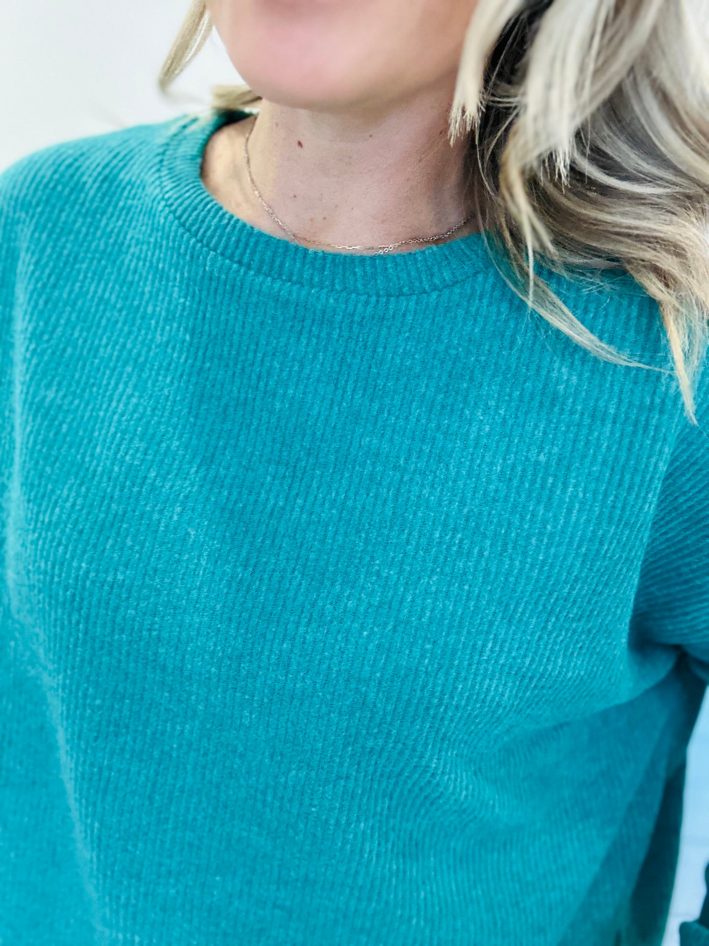 Ribbed dolman long sleeve sweater