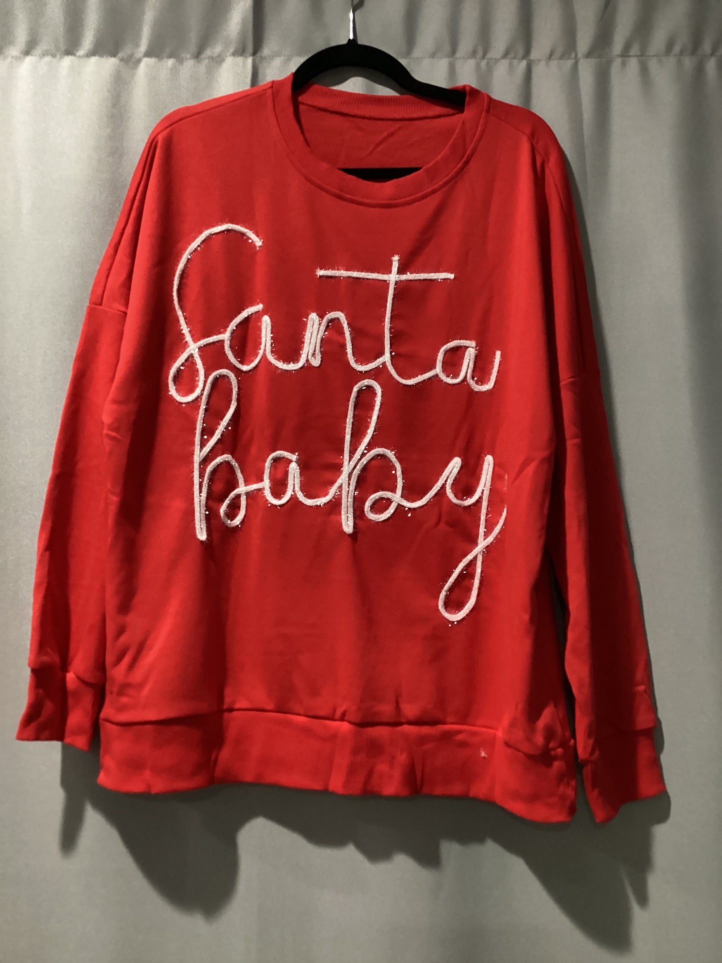 Christmas Santa, baby tinsel sweatshirt