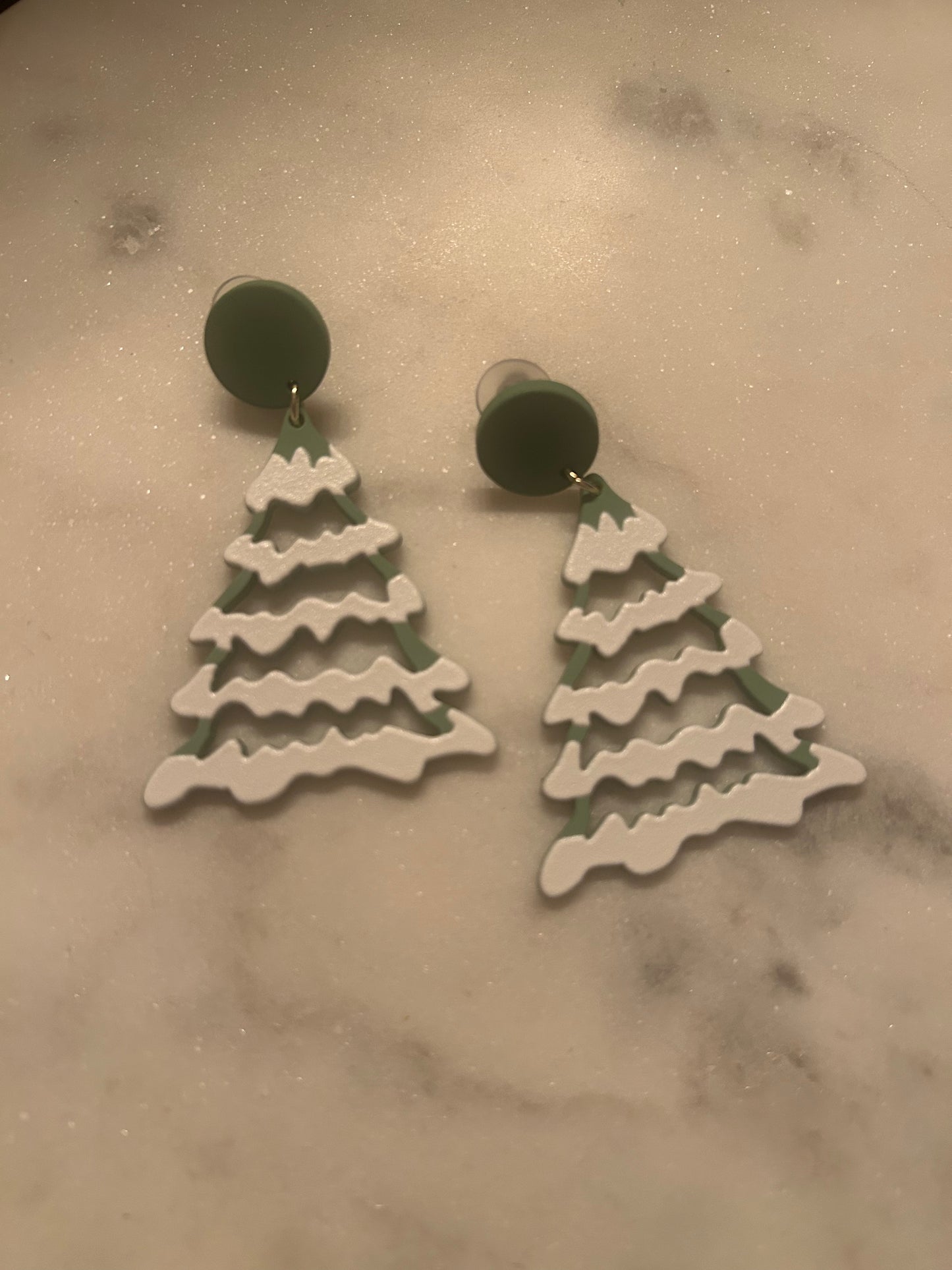 Flocked Tree Dangly Earrings