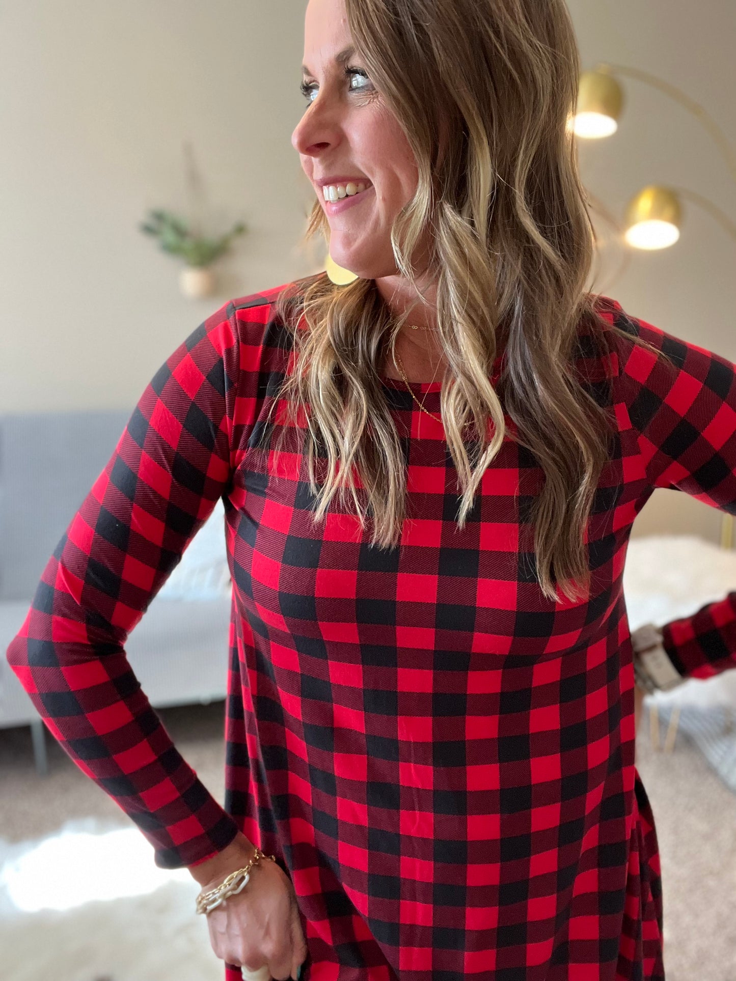 Casual plaid swing dress